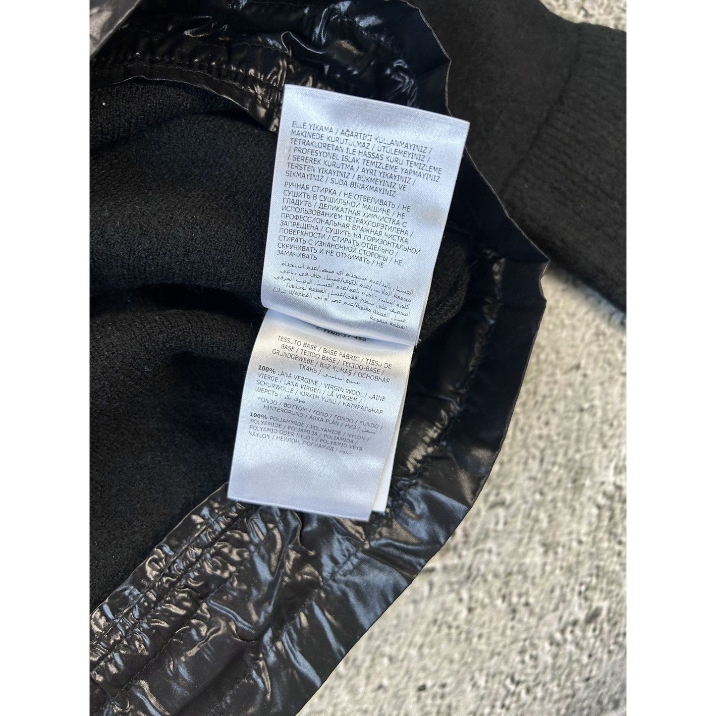 Moncler black sweater knit flared nylon hem shiny