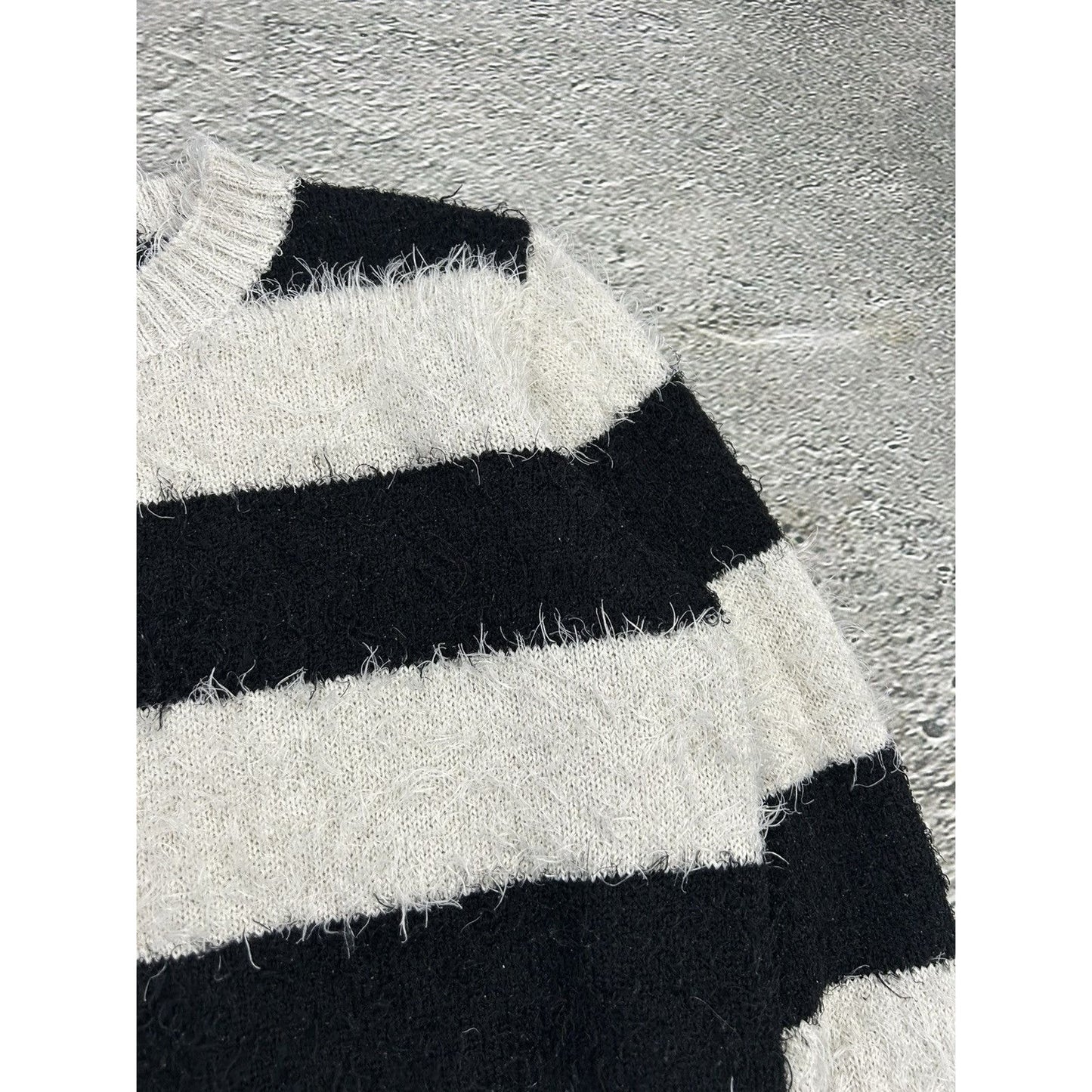 Milk Copenhagen Mohair Sweater Striped Black White Hairy