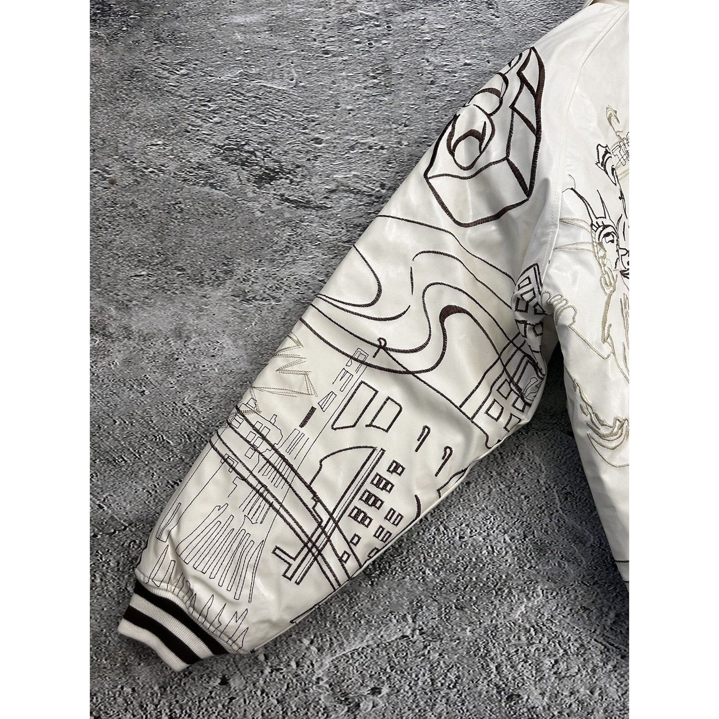 Raw Blue vintage white bomber jacket Brooklyn New York