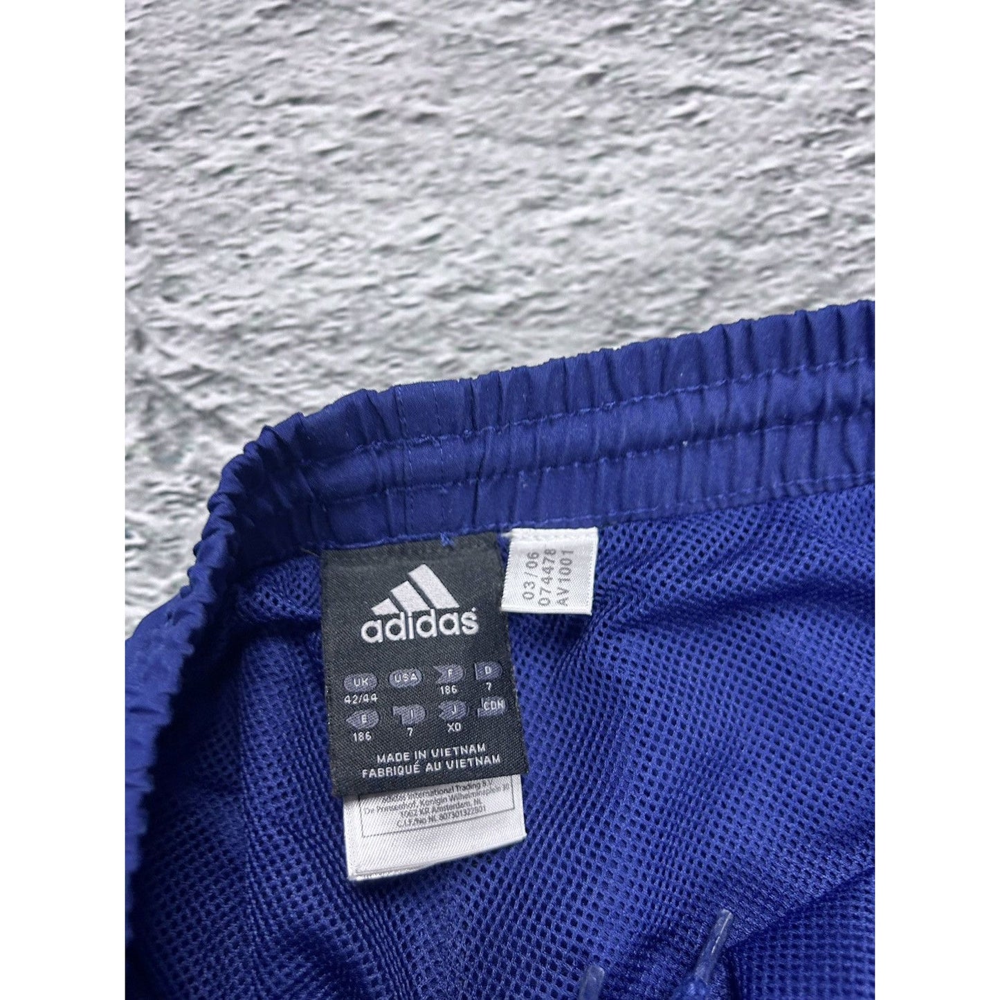Adidas vintage navy blue nylon track pants drill Y2K