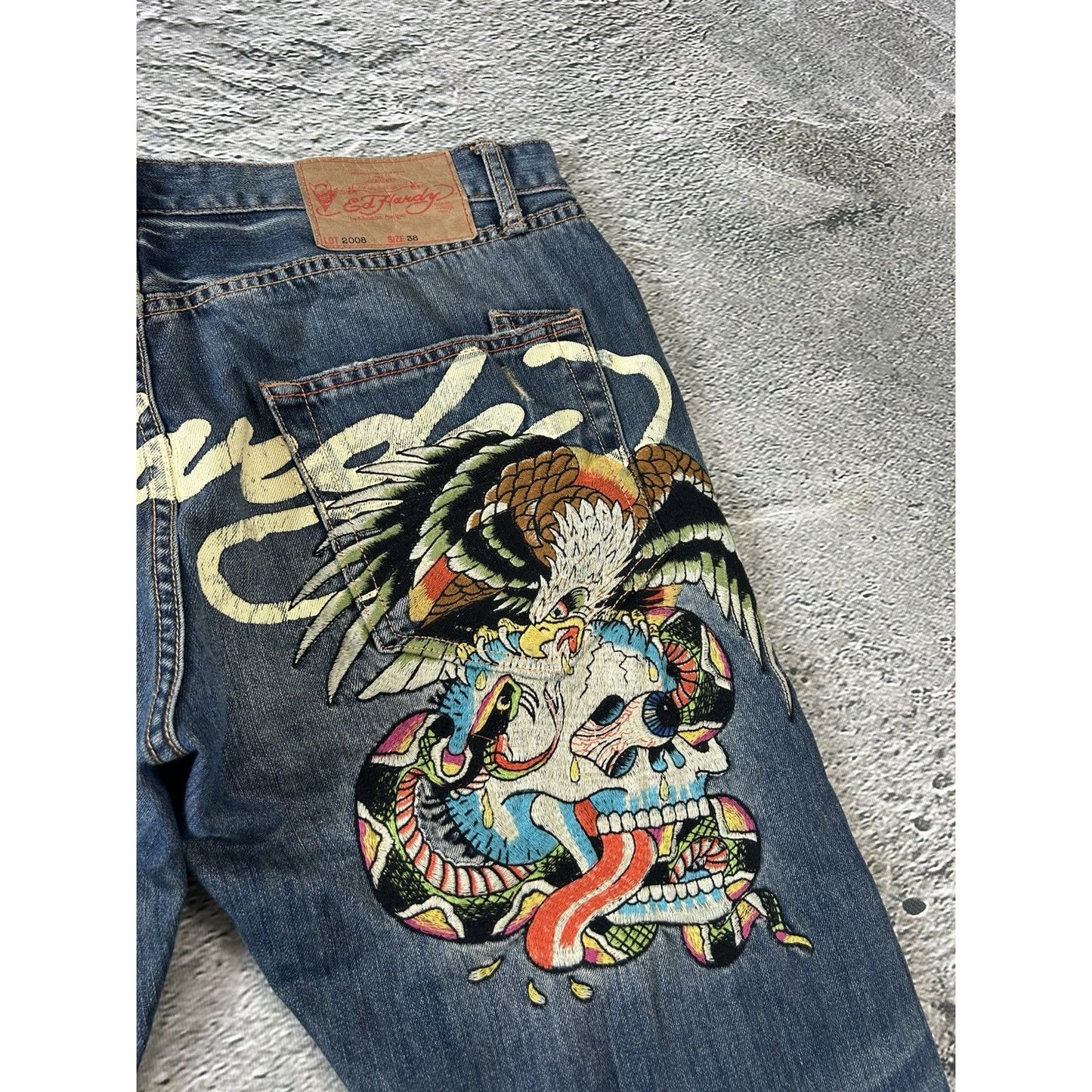 Ed Hardy Christian Audigier vintage jeans big logo pants