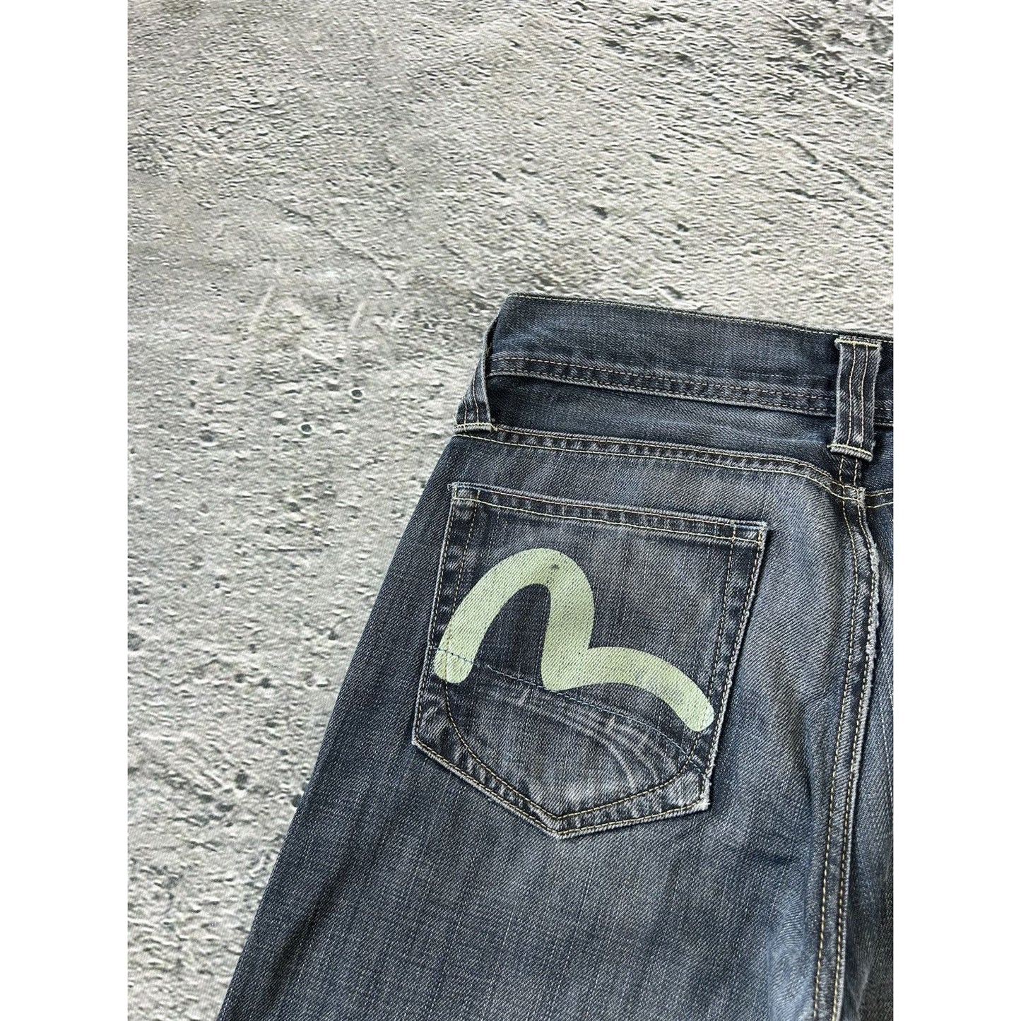 Evisu x Puma vintage navy jeans mint seagulls