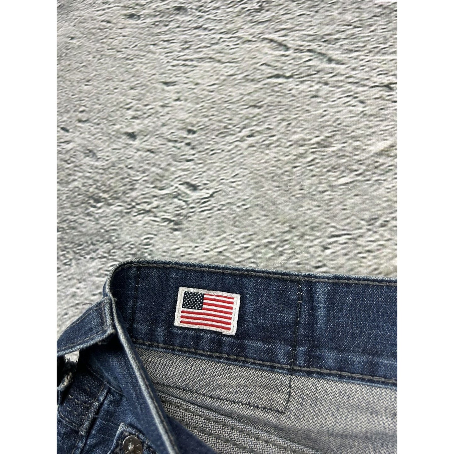 True Religion jorts denim shorts navy black stitching Ricky