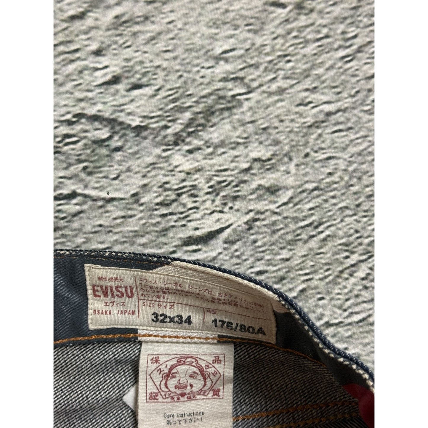 Evisu jeans vintage embroidery seagull logo selvedge red