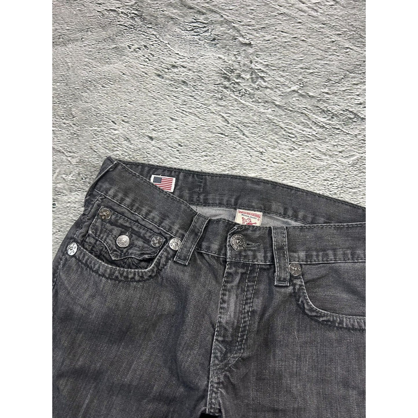True Religion vintage grey jeans denim pants Y2K