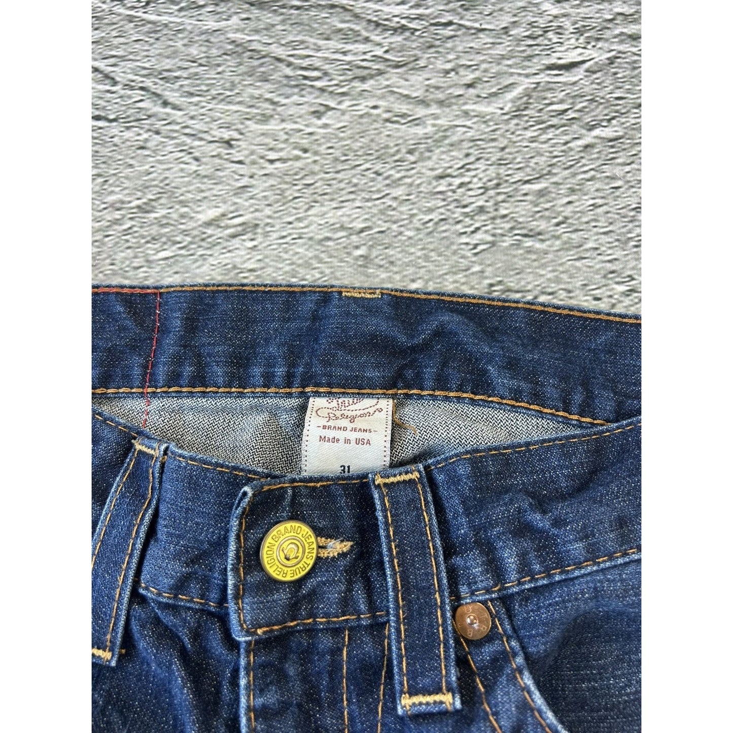 True Religion jeans big logo painted blue Y2K