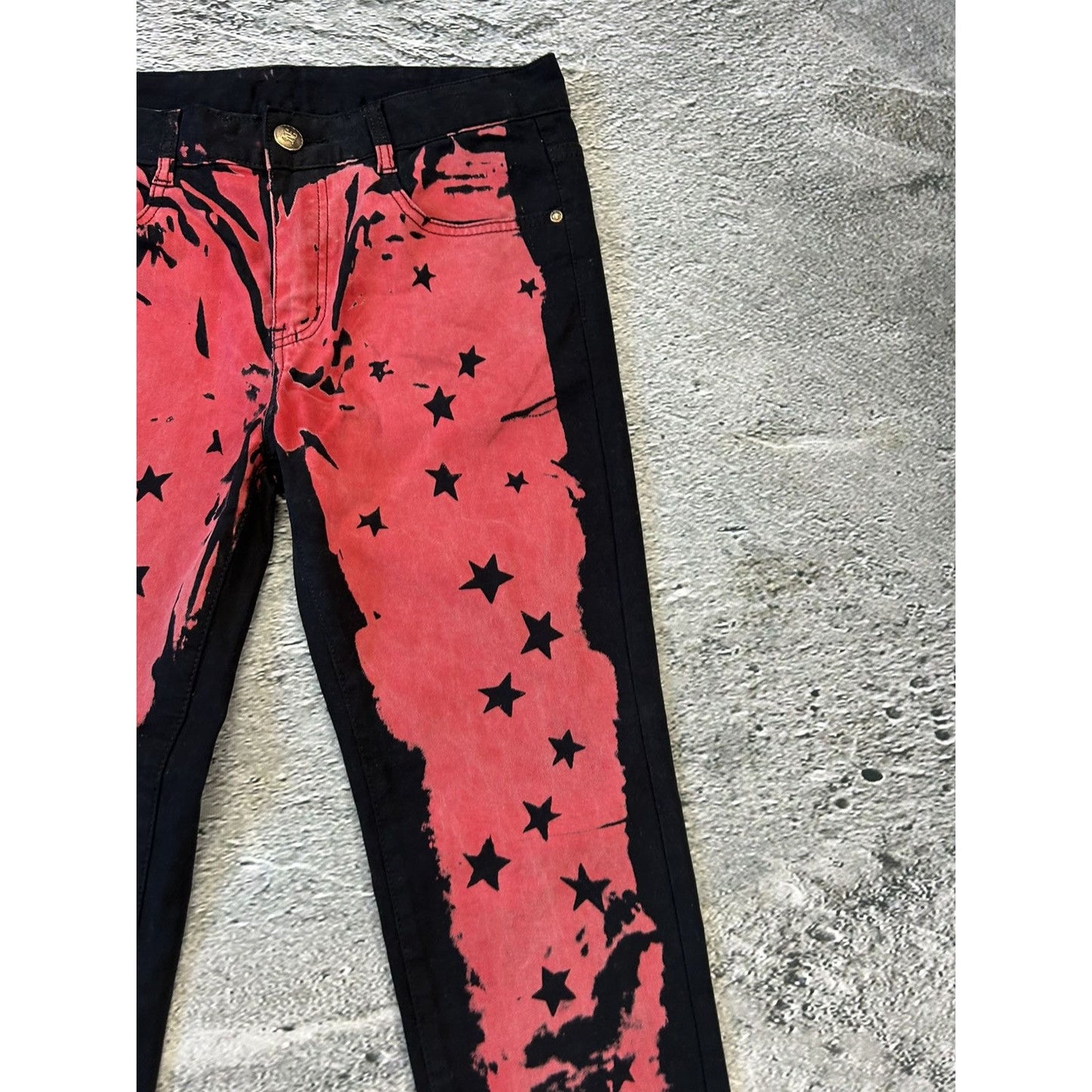 Y2K jeans black red slim stars