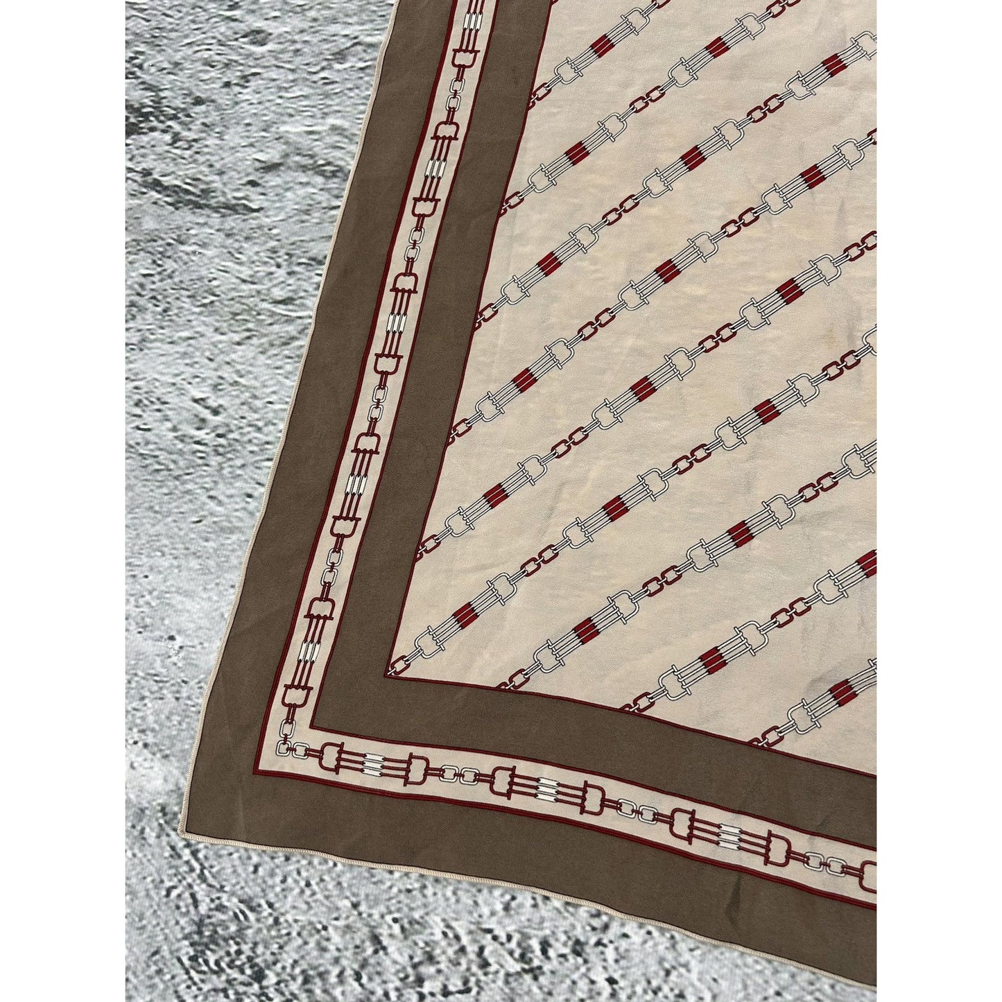 Celine silk scarf vintage brown beige chains