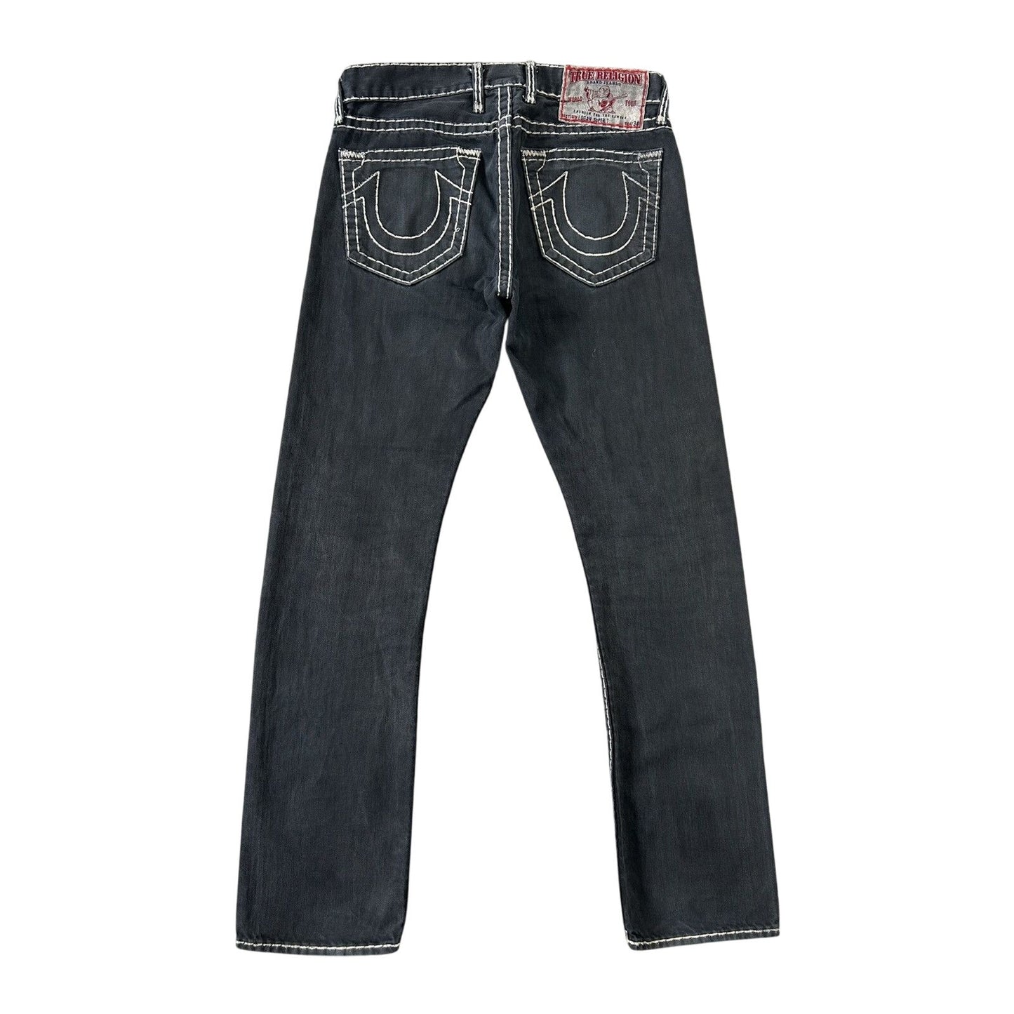 True Religion vintage black jeans denim white stitching