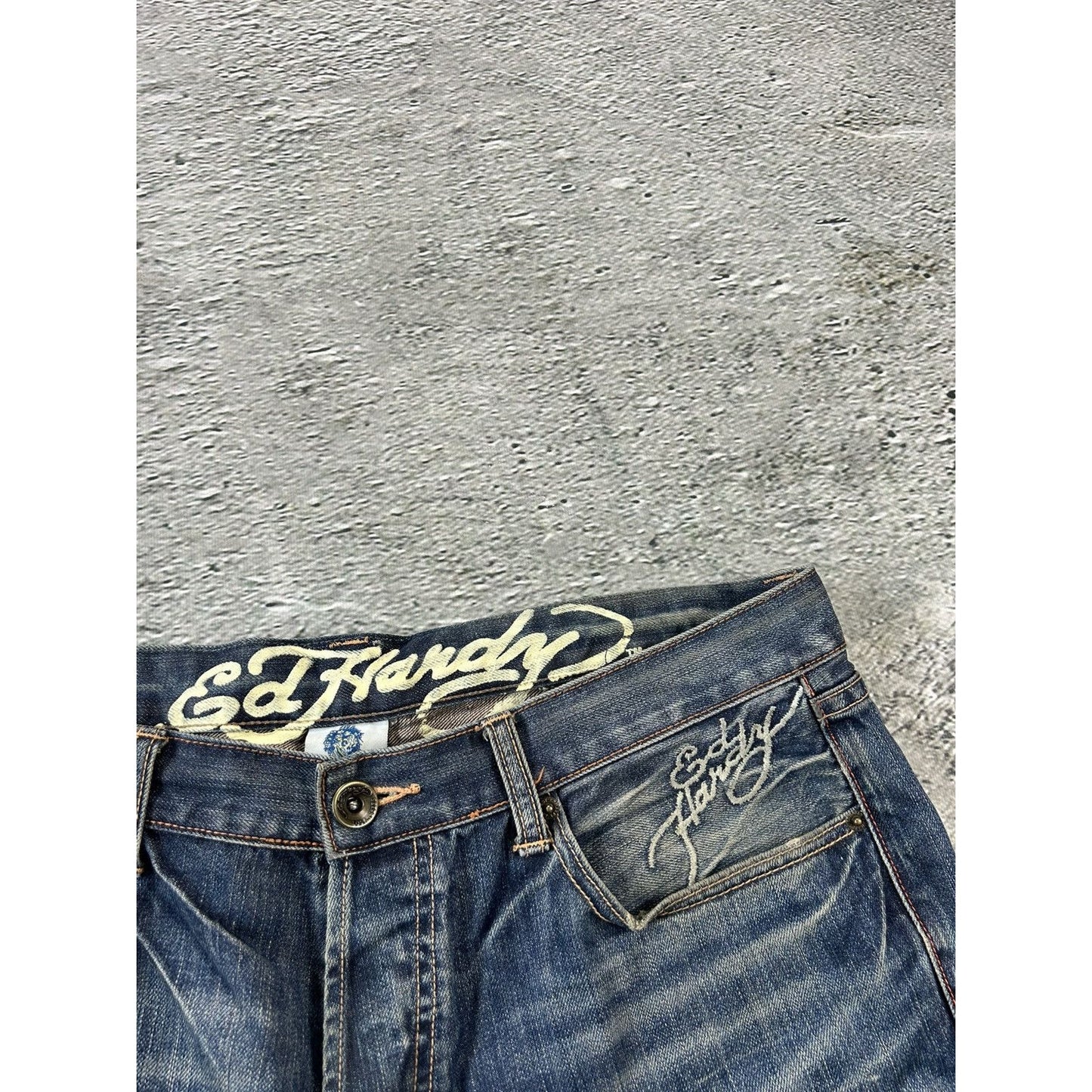 Ed Hardy Christian Audigier vintage jeans big logo pants