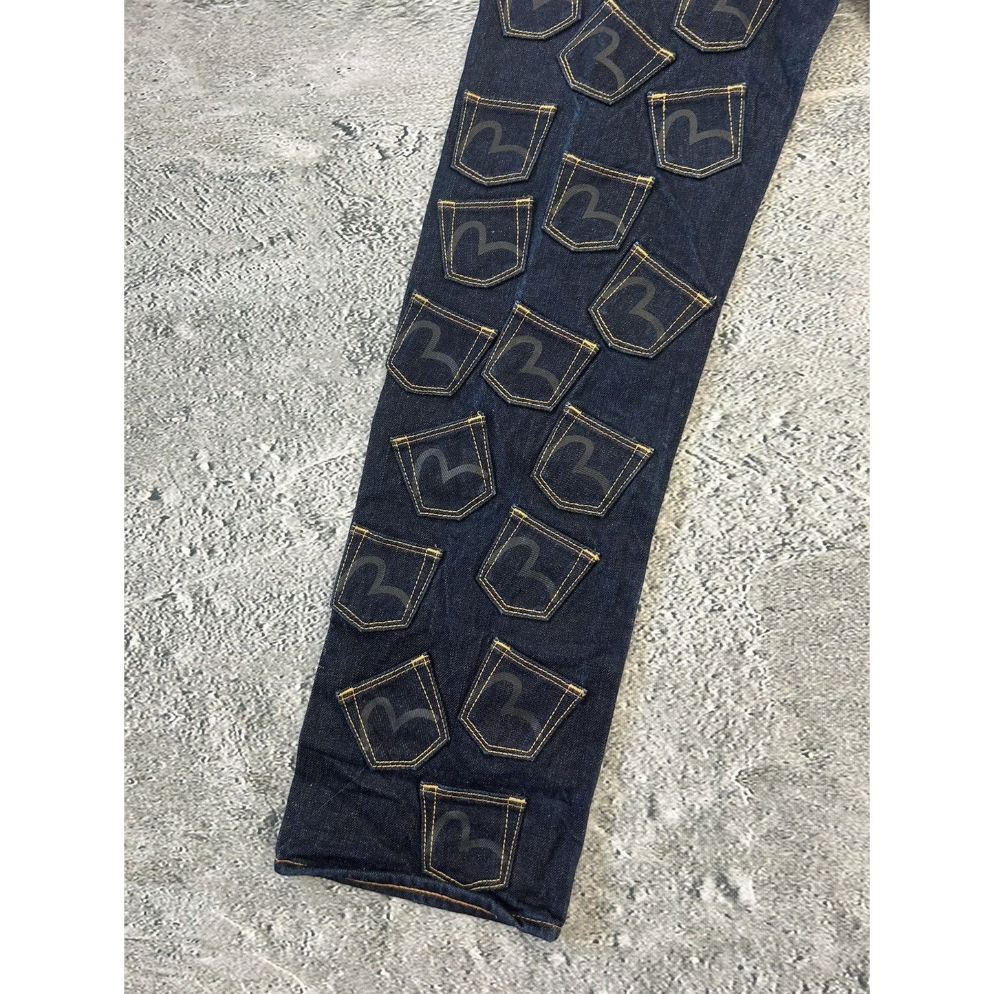 Evisu multipocket jeans front logo rare sample black