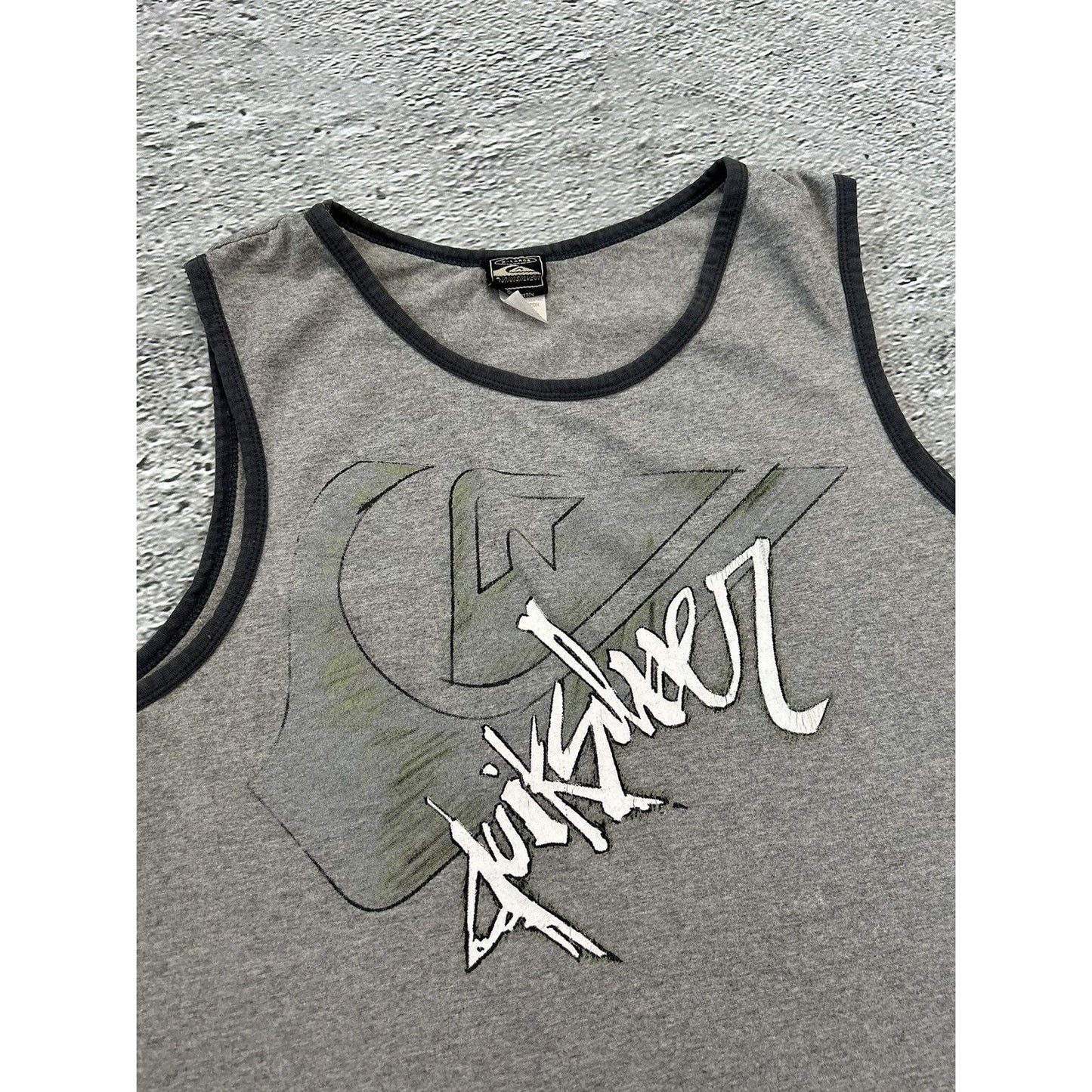 Quiksilver tank top grey big logo vintage Y2K