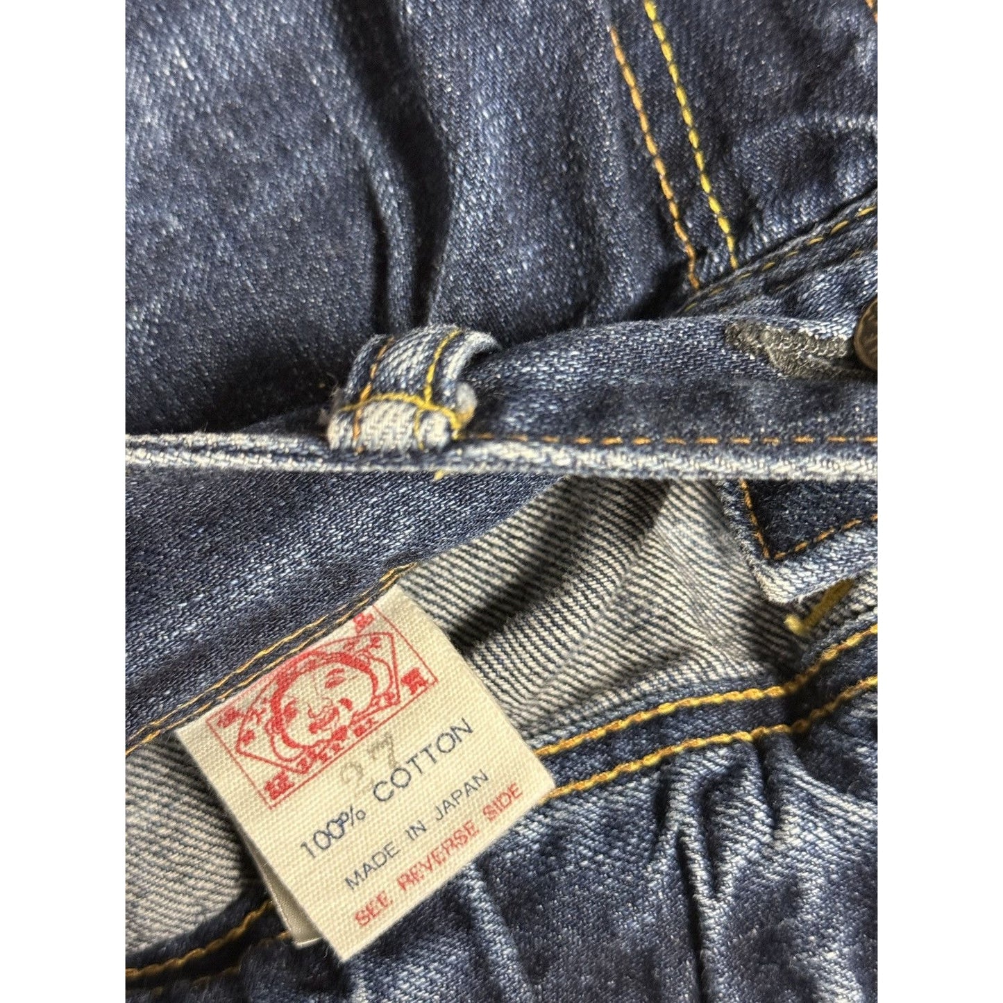 Evisu Donna jorts navy blue Y2K shorts denim white seagulls