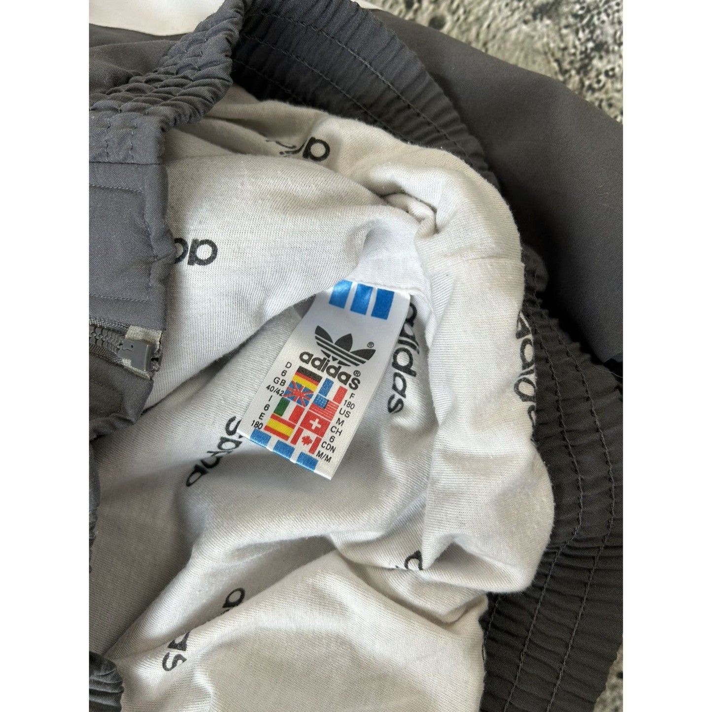 Adidas track suit vintage grey nylon track pants drill
