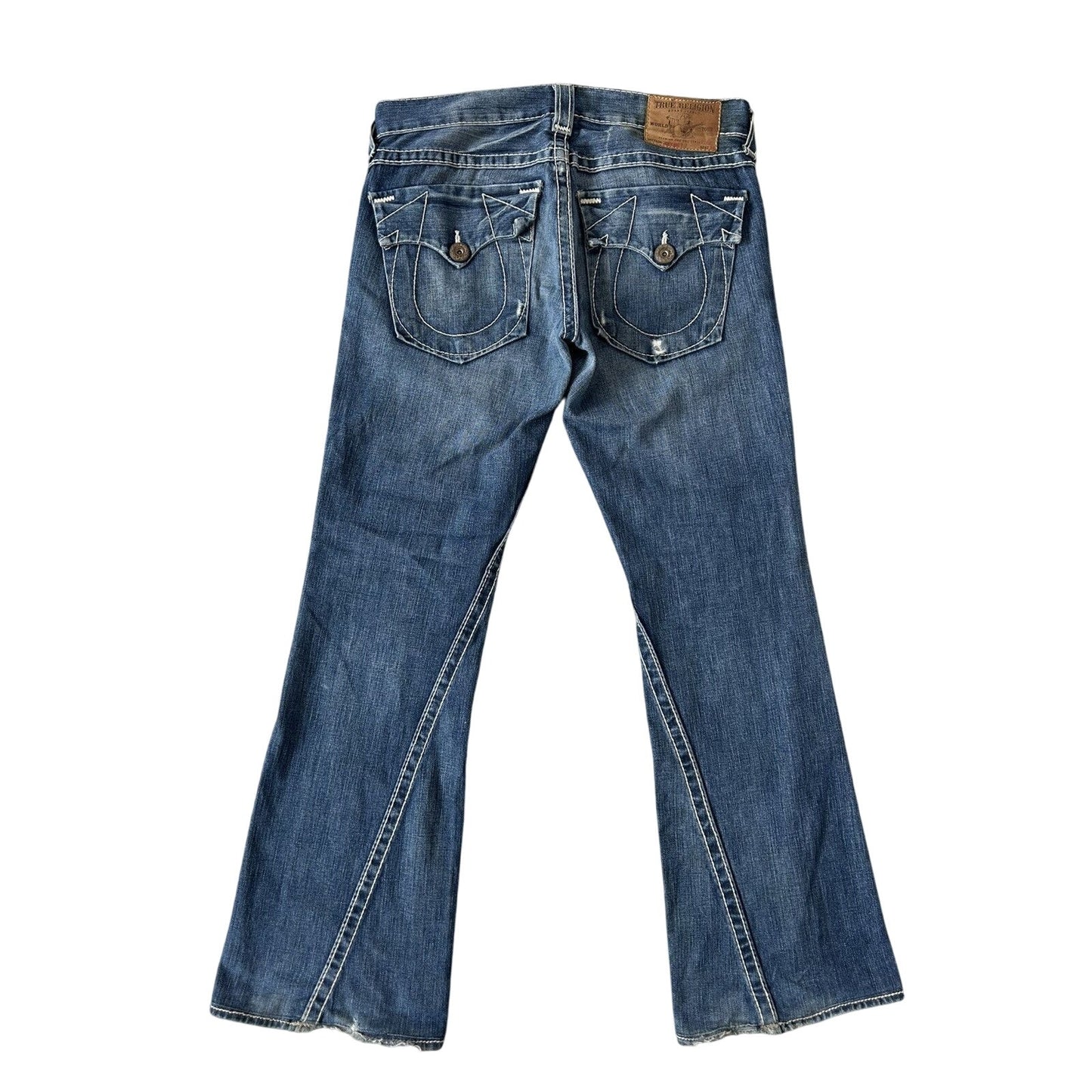 True Religion vintage navy jeans Joey thick stitching flared