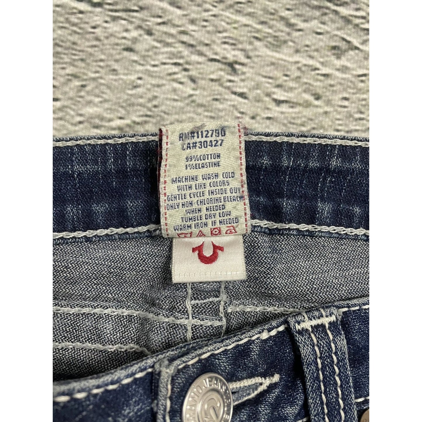 True Religion blue jeans flared bootcut stitching becky