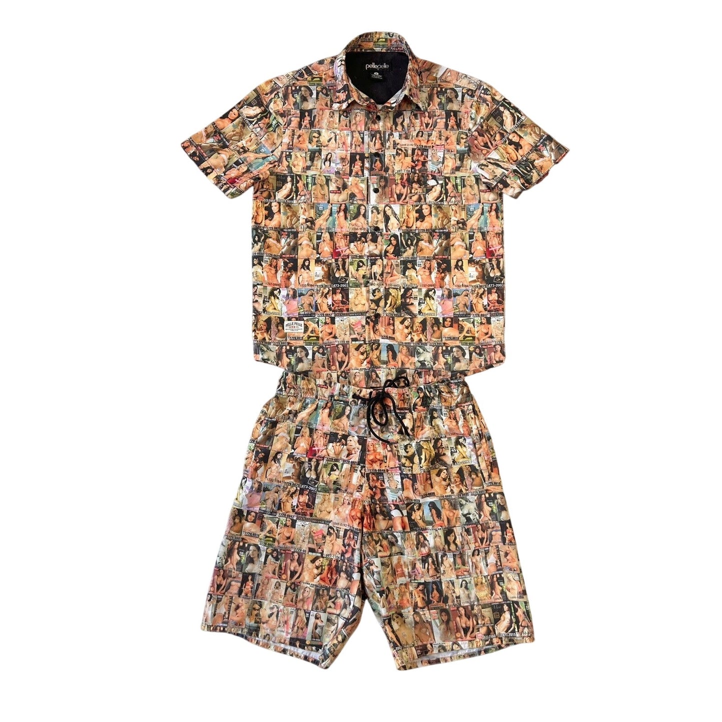 Pelle Pelle Playboy style vintage fullprint shirt shorts set