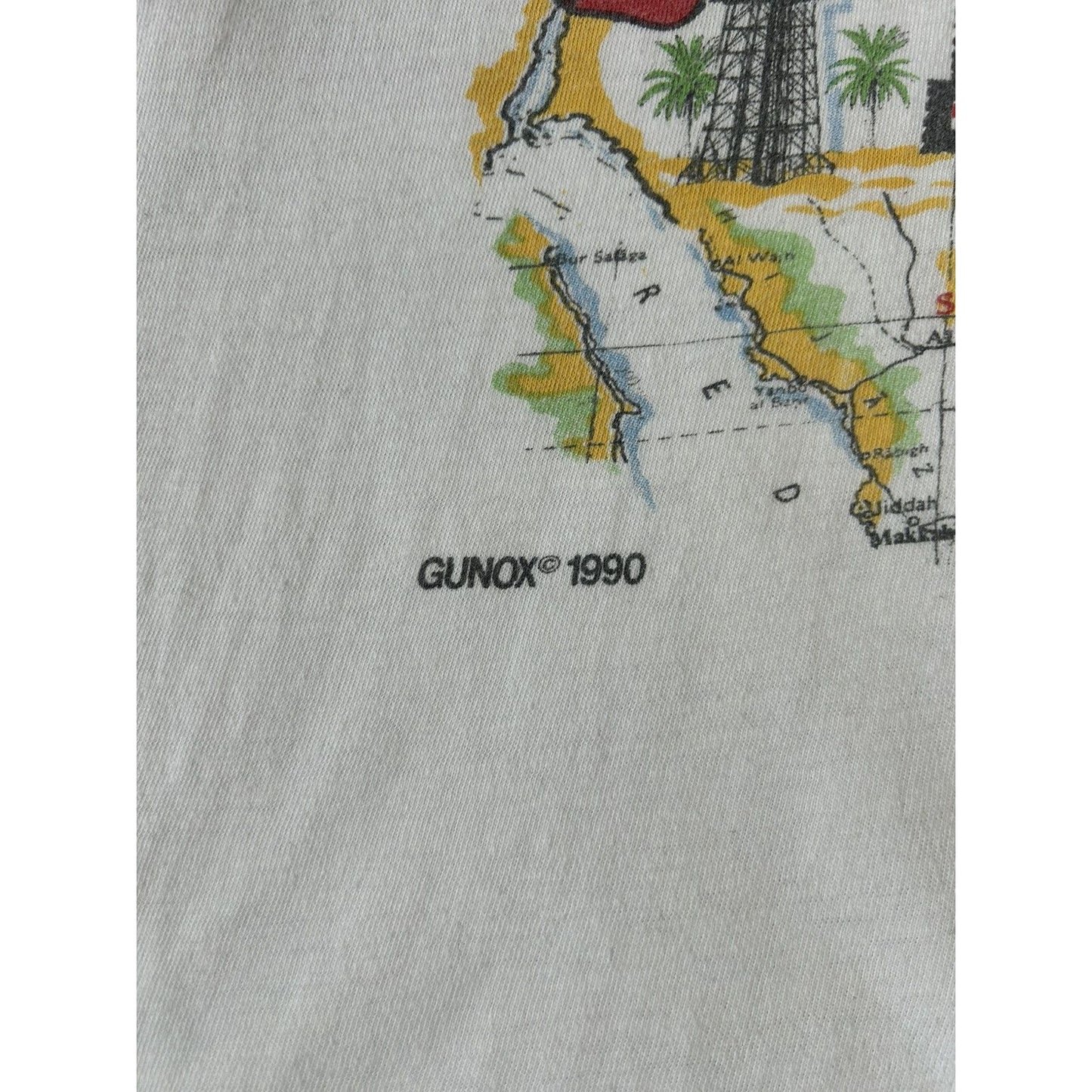 Vintage 90s T-shirt Fuck Iraq Saddam Hussain white Gunox