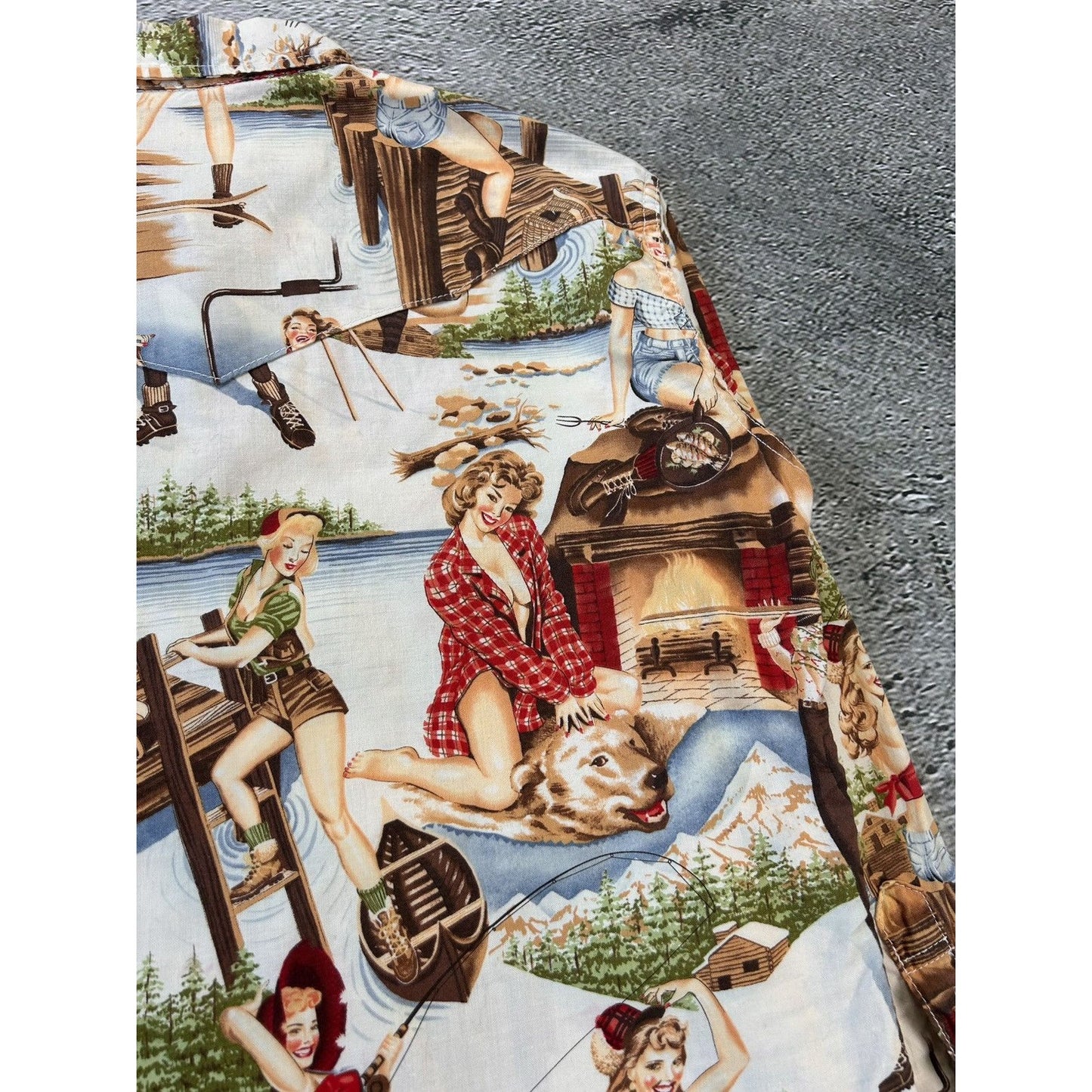 Evisu shirt button-up playboy style sexy fullprint