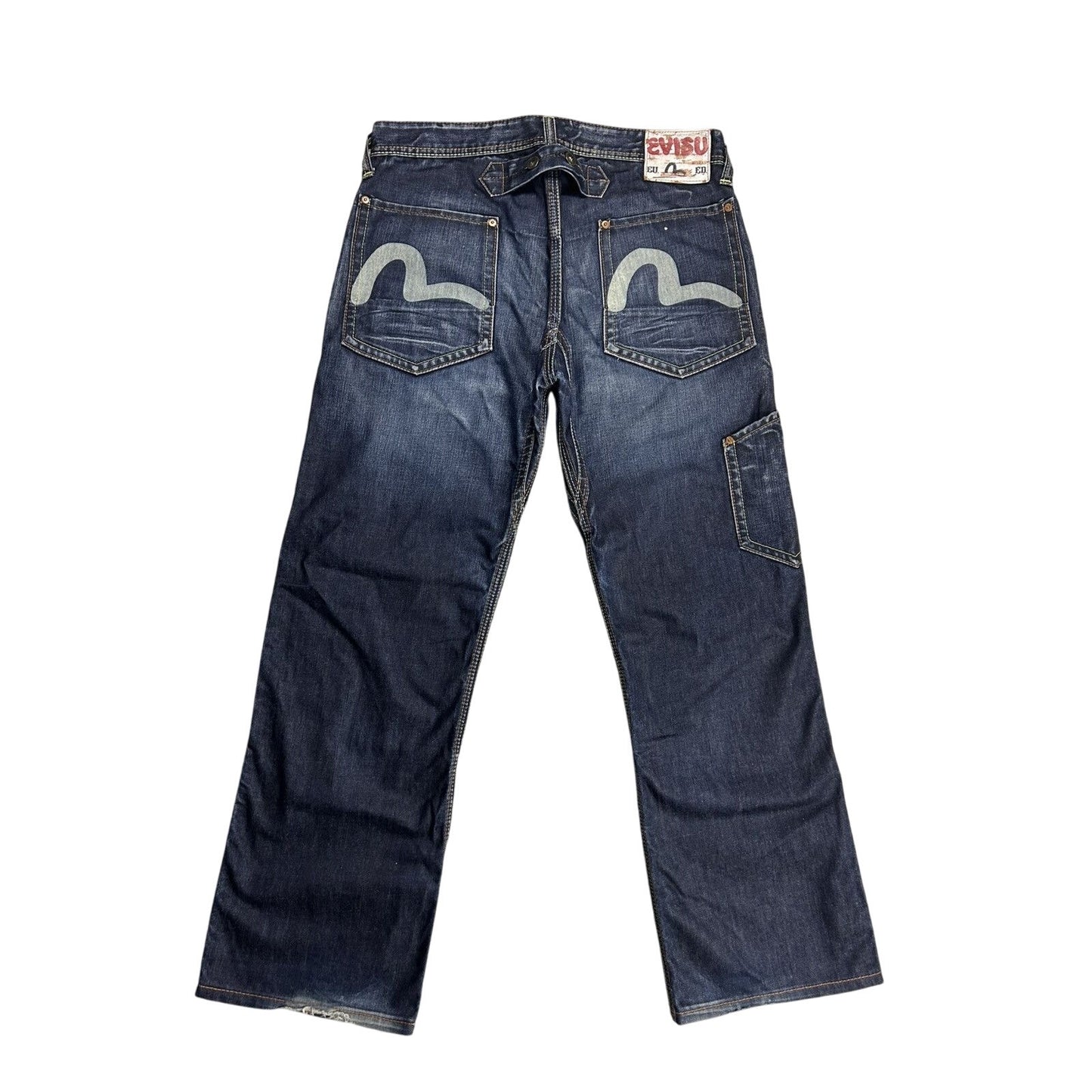Evisu EU ED jeans vintage denim pants cargo navy blue Y2K