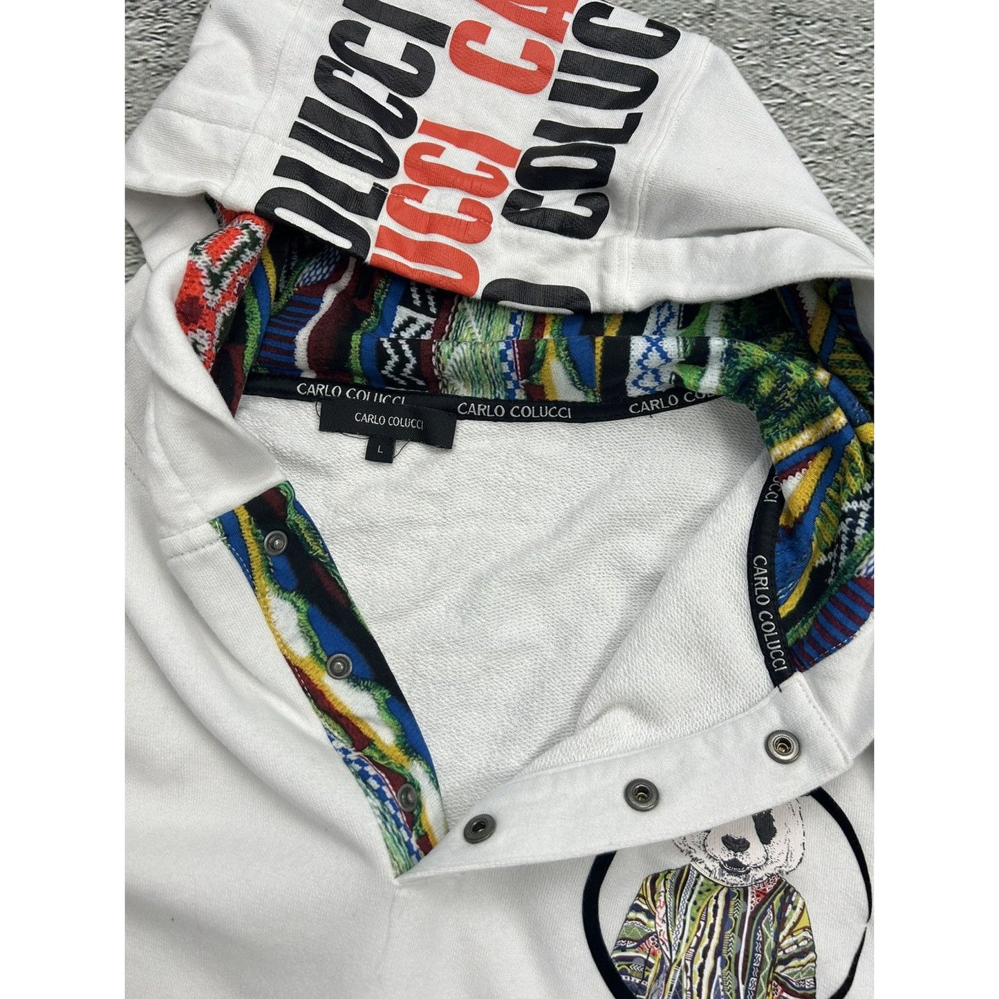 Carlo Colucci Hoodie White Multicolor Pandalucci