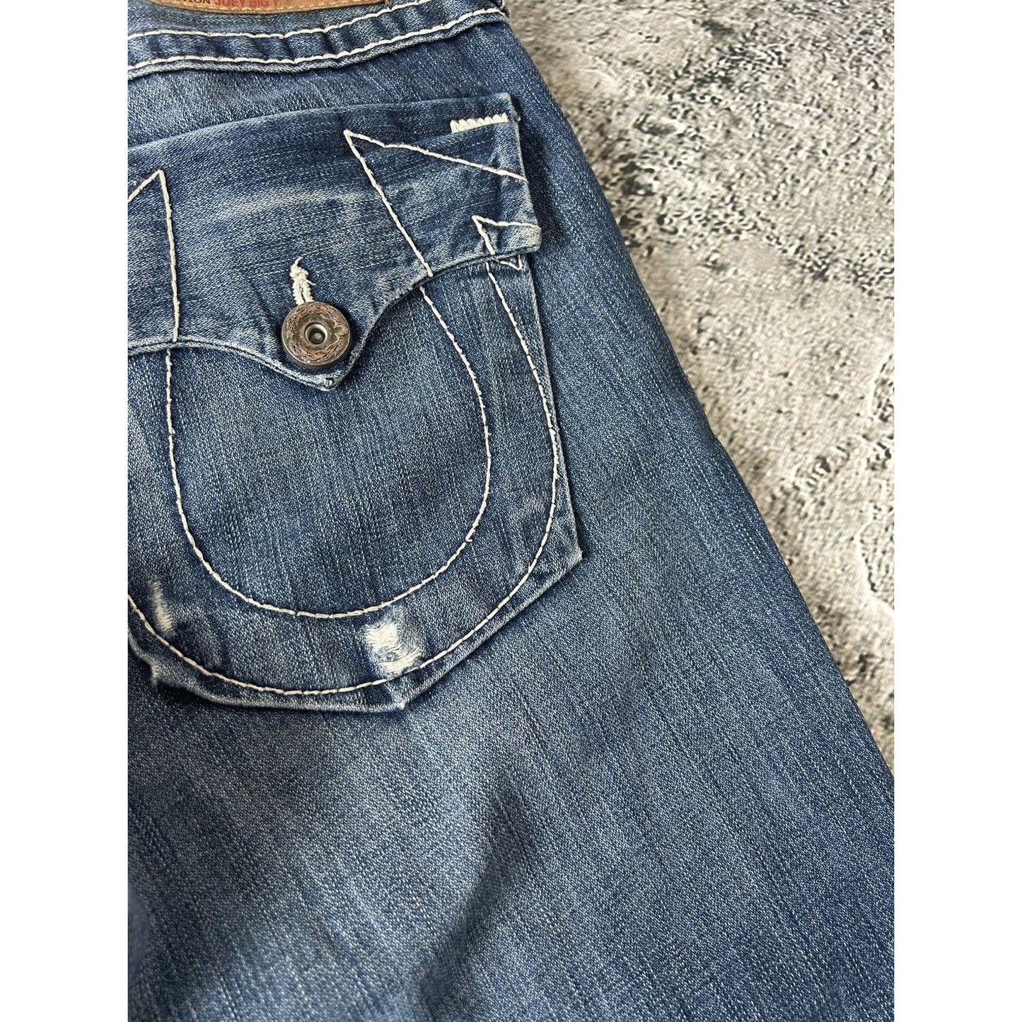 True Religion vintage navy jeans Joey thick stitching flared