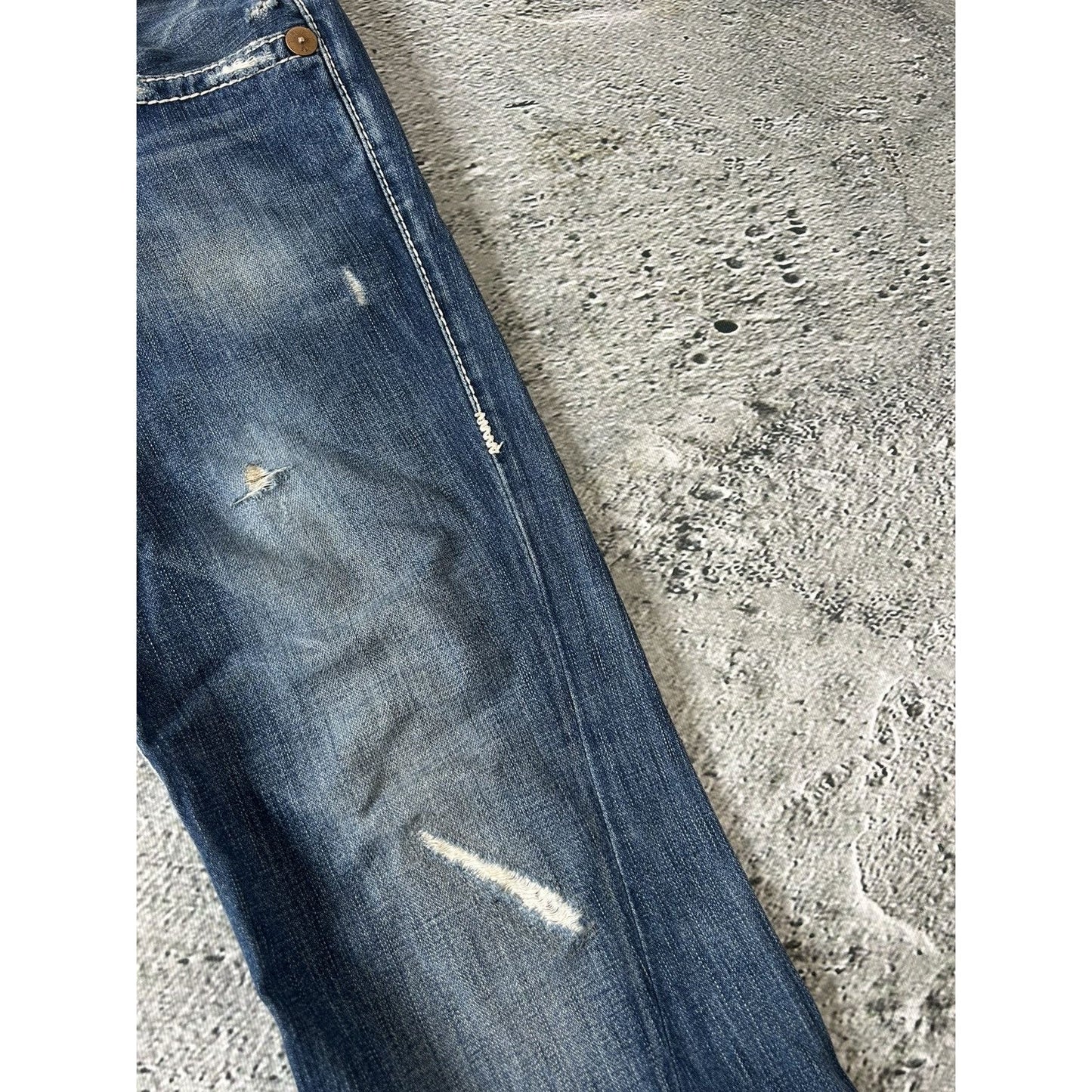 True Religion vintage navy jeans Joey thick stitching flared