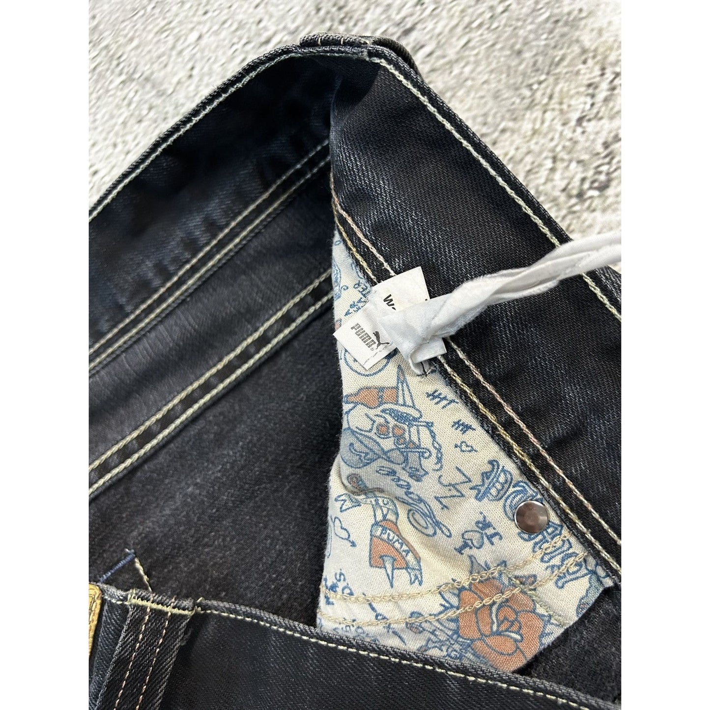 Evisu x Puma vintage black jeans seagulls