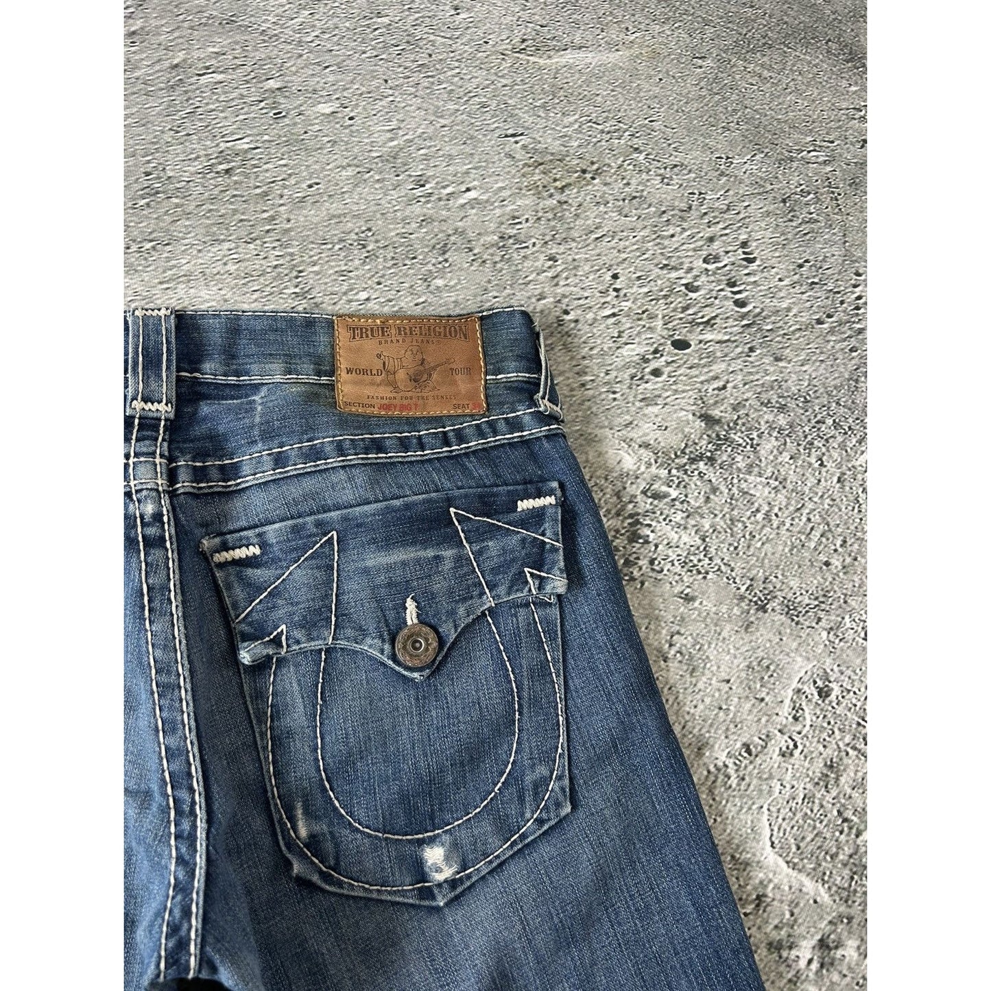 True Religion vintage navy jeans Joey thick stitching flared
