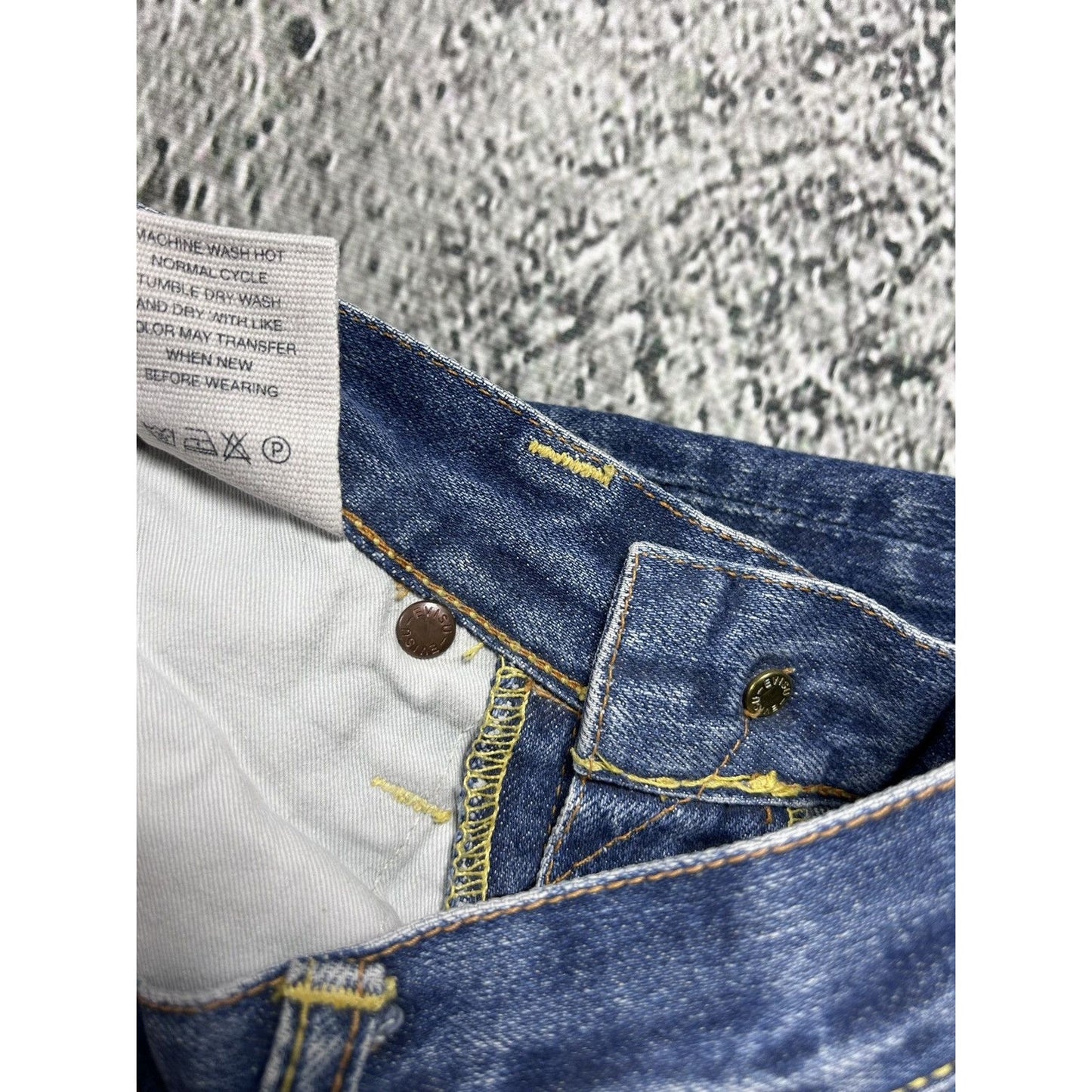 Evisu jeans vintage handpainted seagull logo selvedge denim