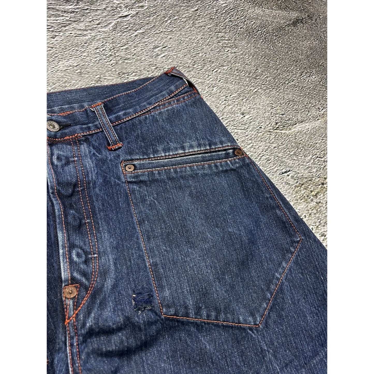 Evisu jeans vintage inside out selvedge white red