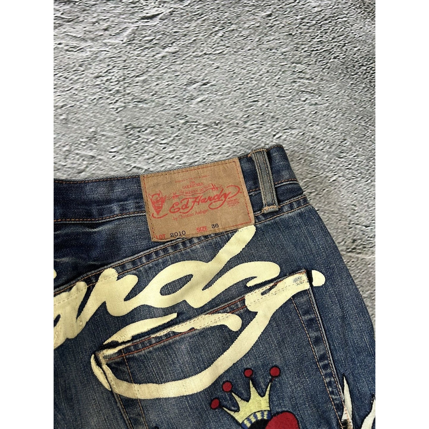 Ed Hardy Christian Audigier vintage jeans big logo pants