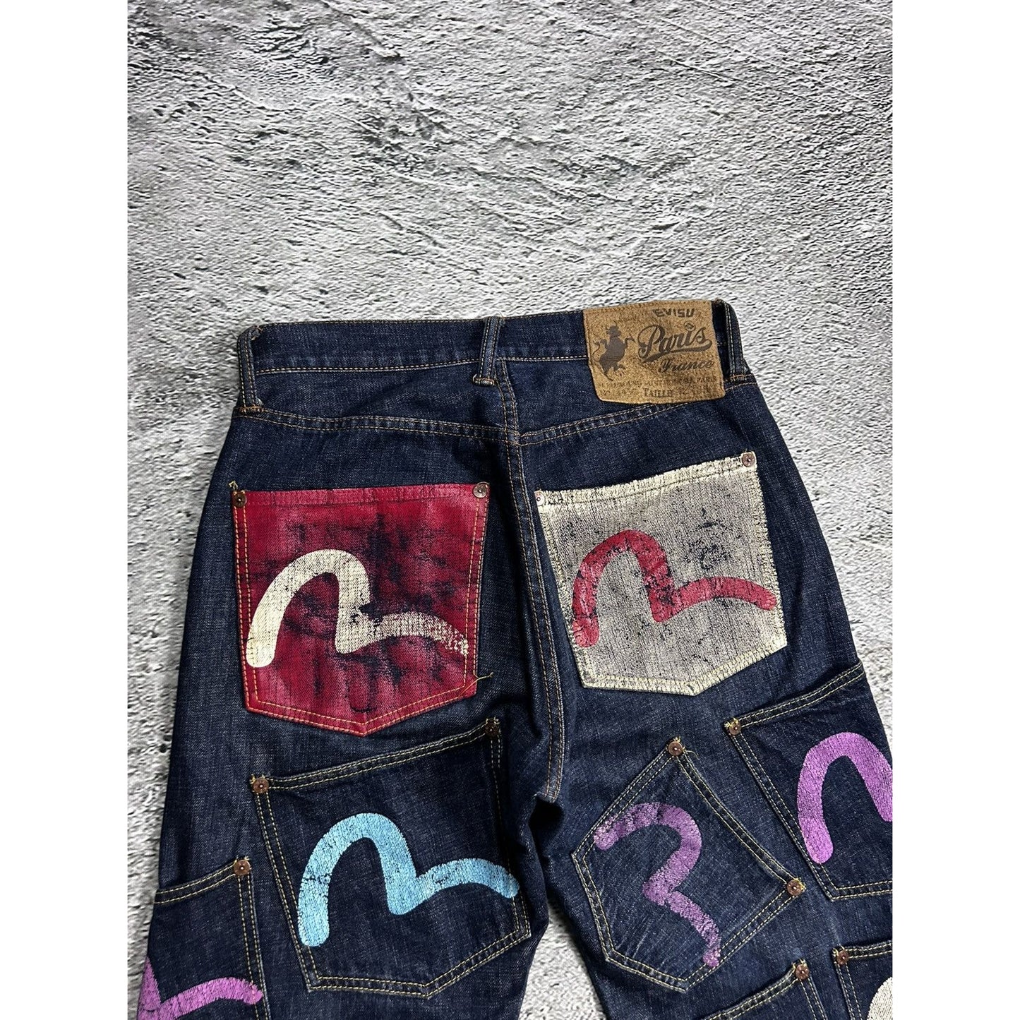 Evisu multipocket jeans multicolor vintage selvedge denim
