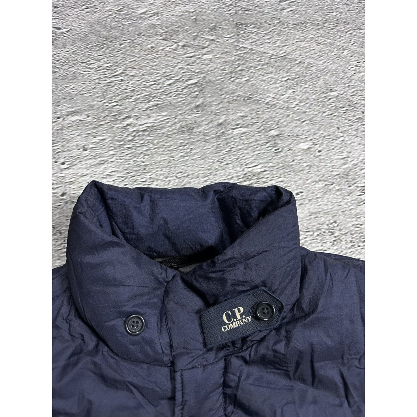 C.P. Company down jacket vest navy gillet archive with badge