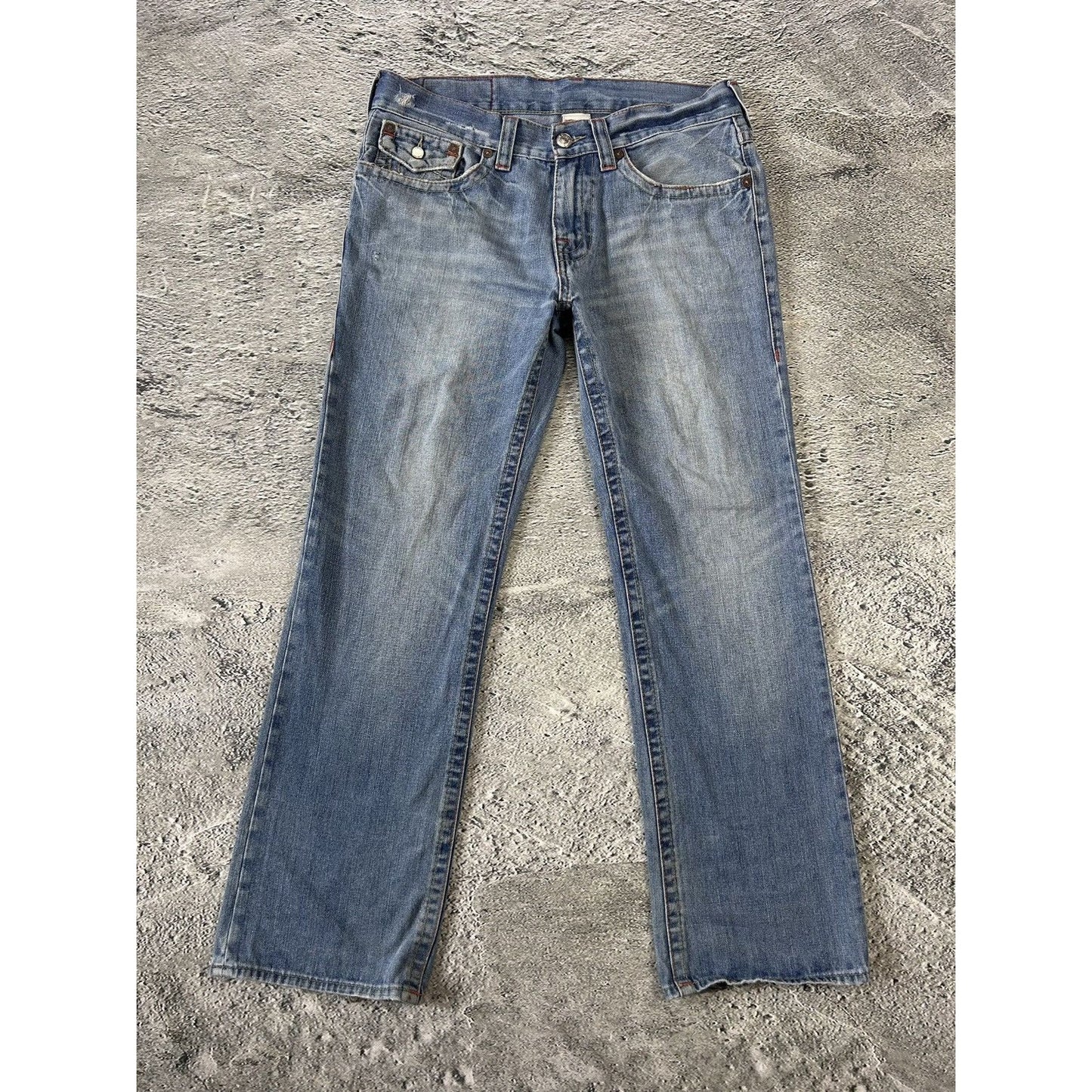 True Religion blue jeans Billy embroidery big logo Y2K denim
