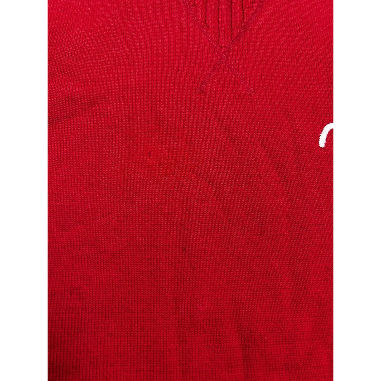 Evisu sweater wool vintage red knit face logo on sleeves