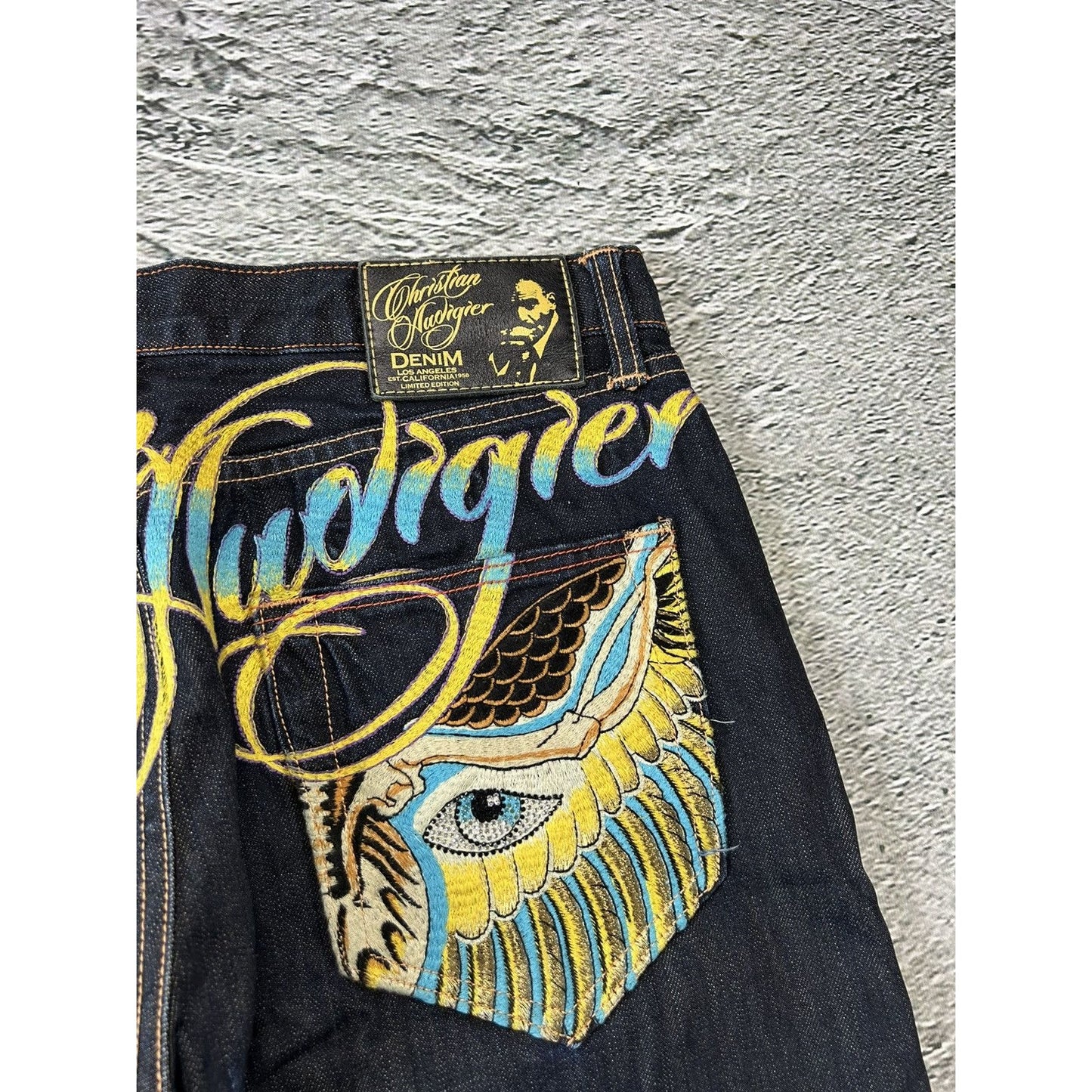 Ed Hardy Christian Audigier vintage jeans big logo pants