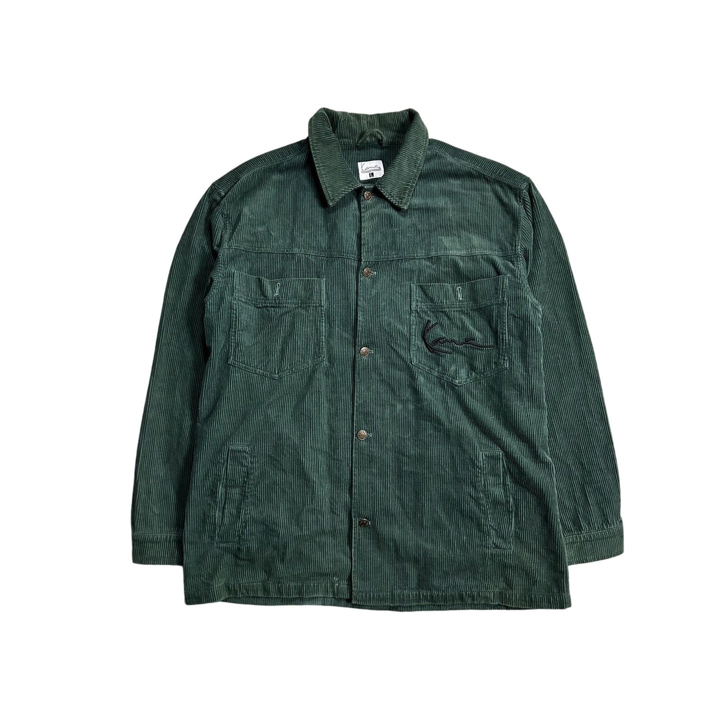 Karl Kani vintage corduroy shirt green big logo spell out