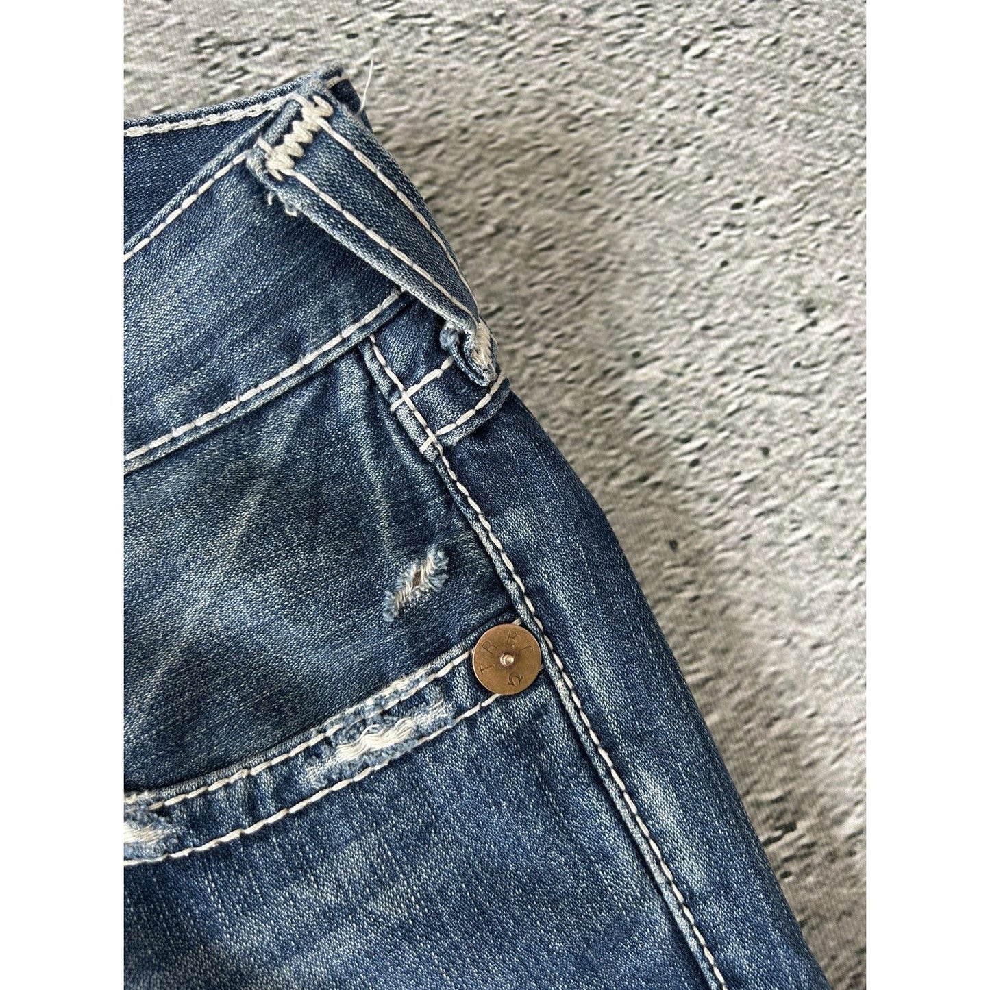 True Religion vintage navy jeans Joey thick stitching flared
