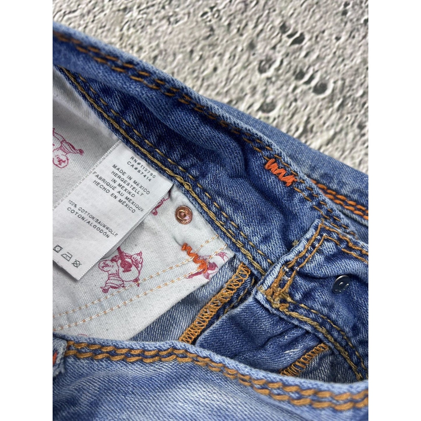 True Religion blue jeans thick stitching straight Y2K