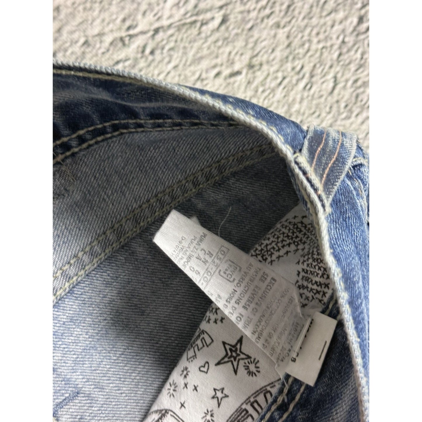 Evisu x Puma vintage baby blue jeans mint seagulls baggy