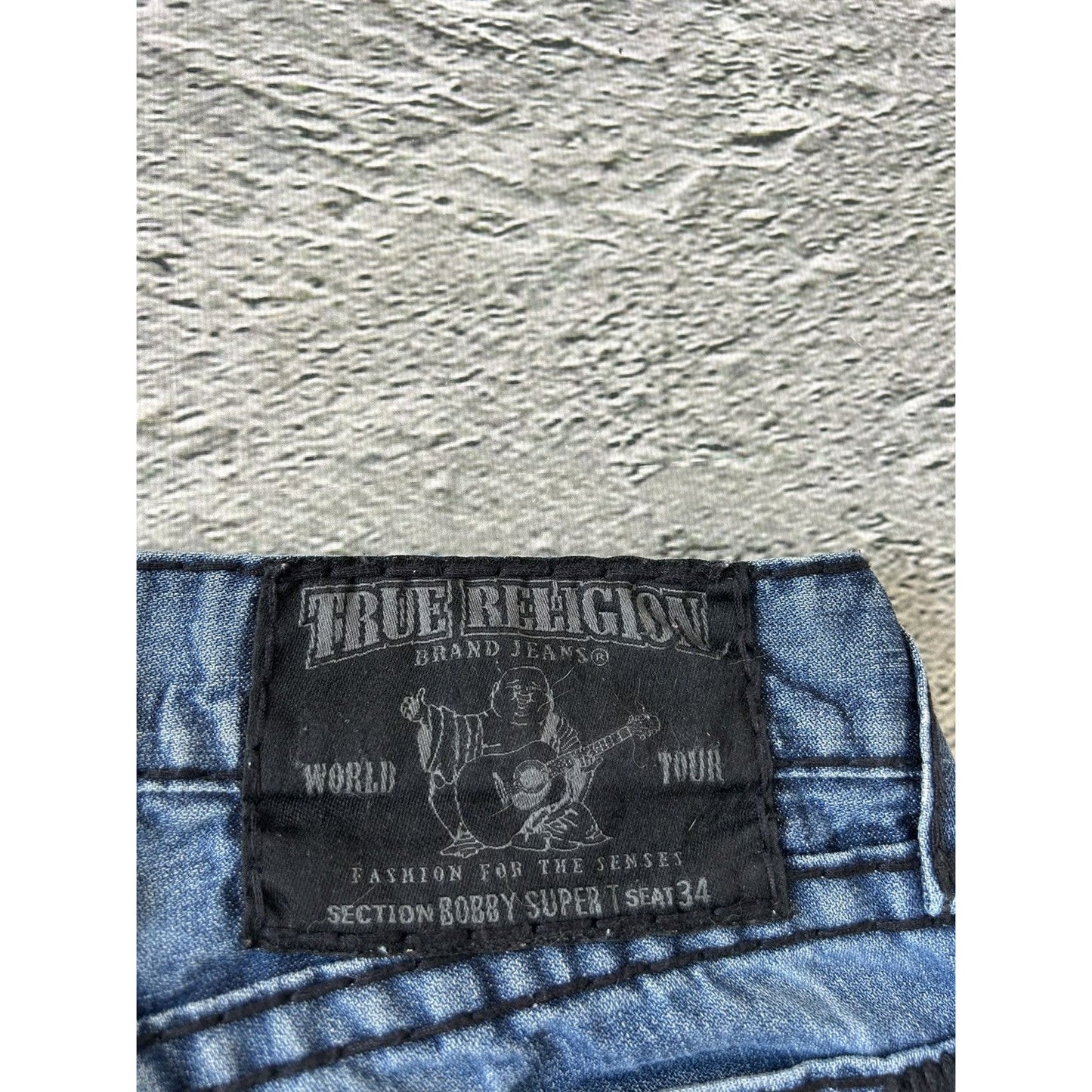 True Religion blue jeans black thick stitching Y2K Bobby