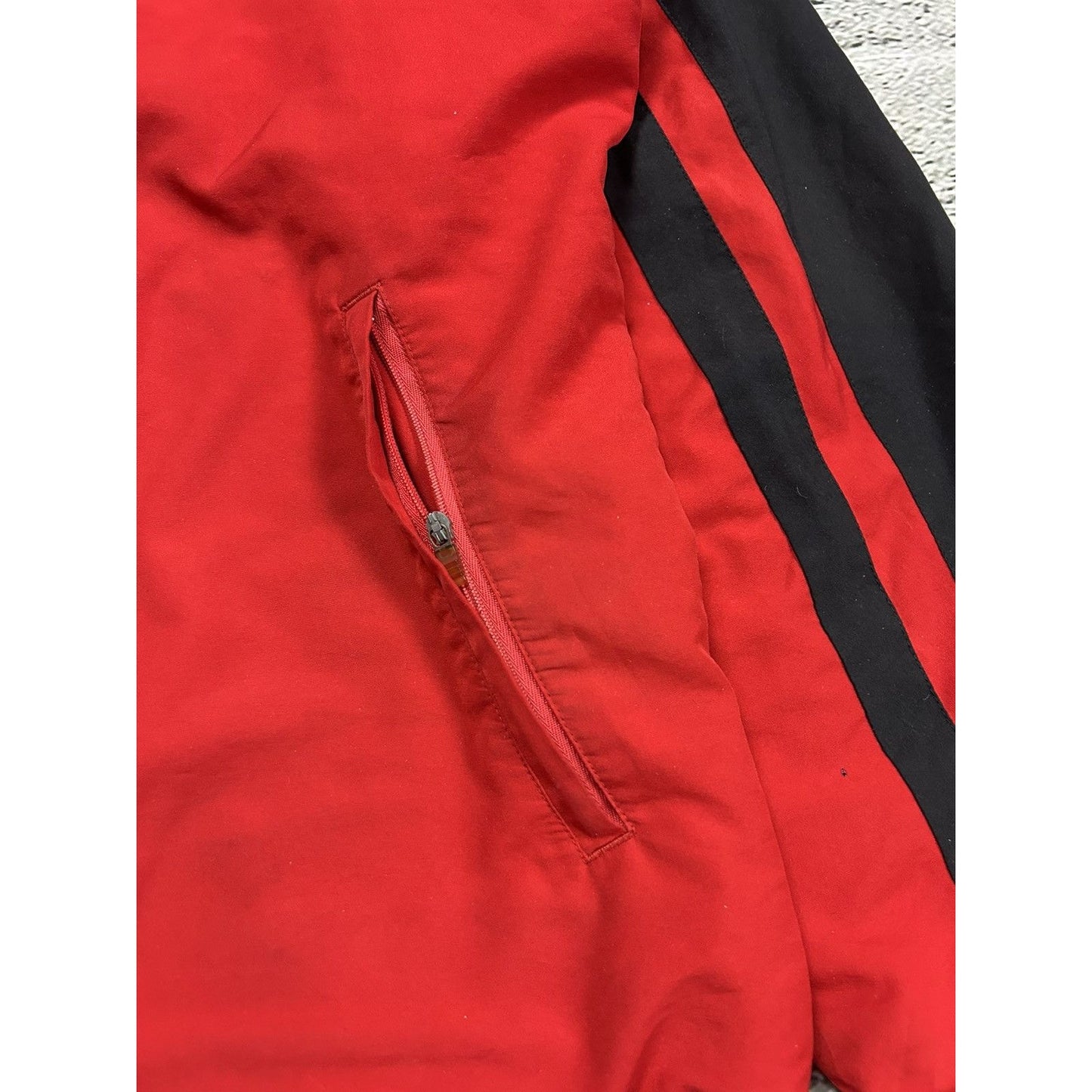 Adidas track suit vintage red black nylon track pants drill