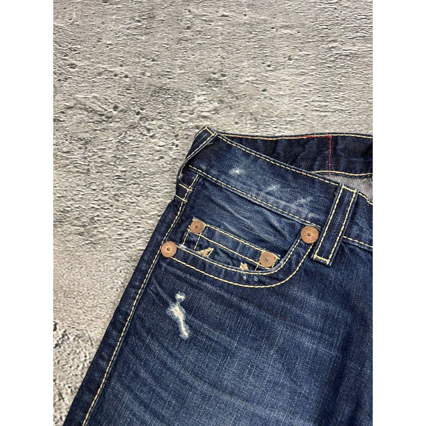 True Religion vintage blue jeans Rainbow Ricky thick stitch