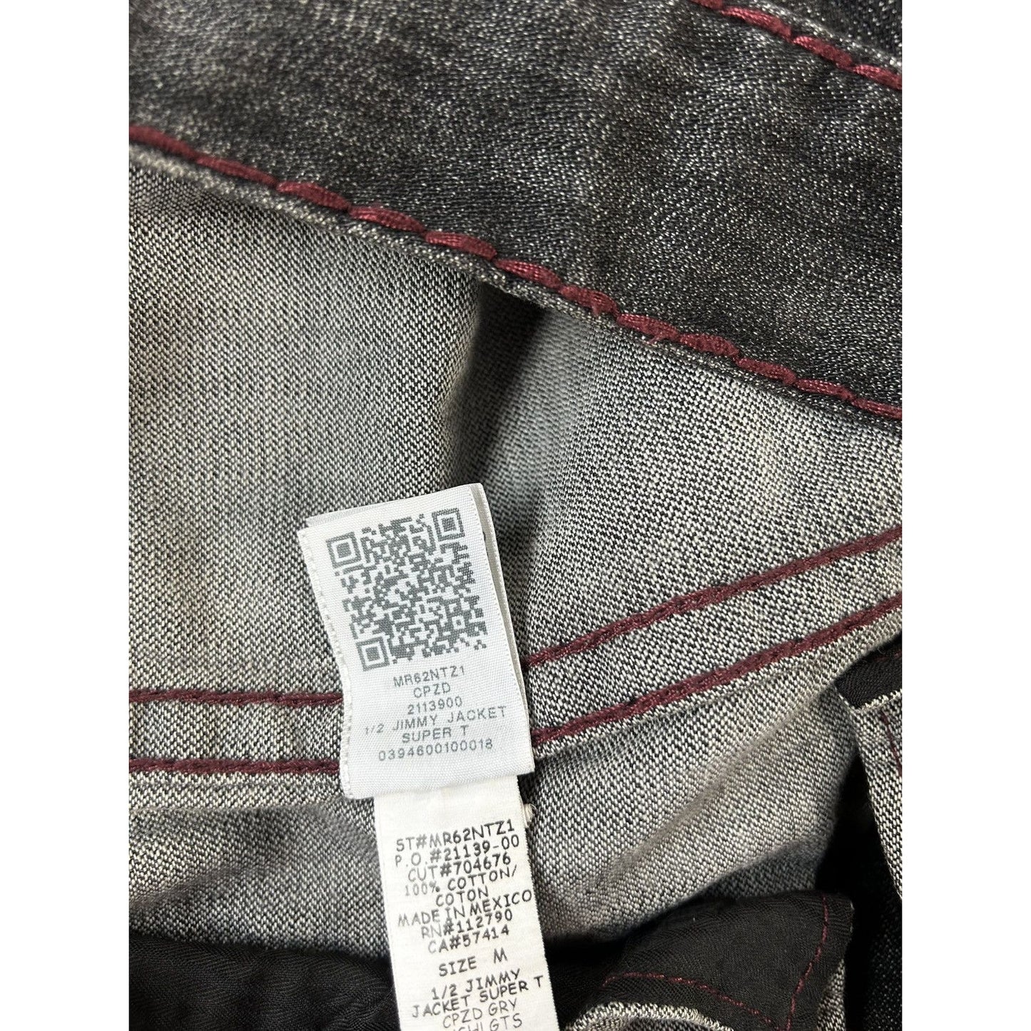 True Religion denim jacket black red contrast stitching Y2K