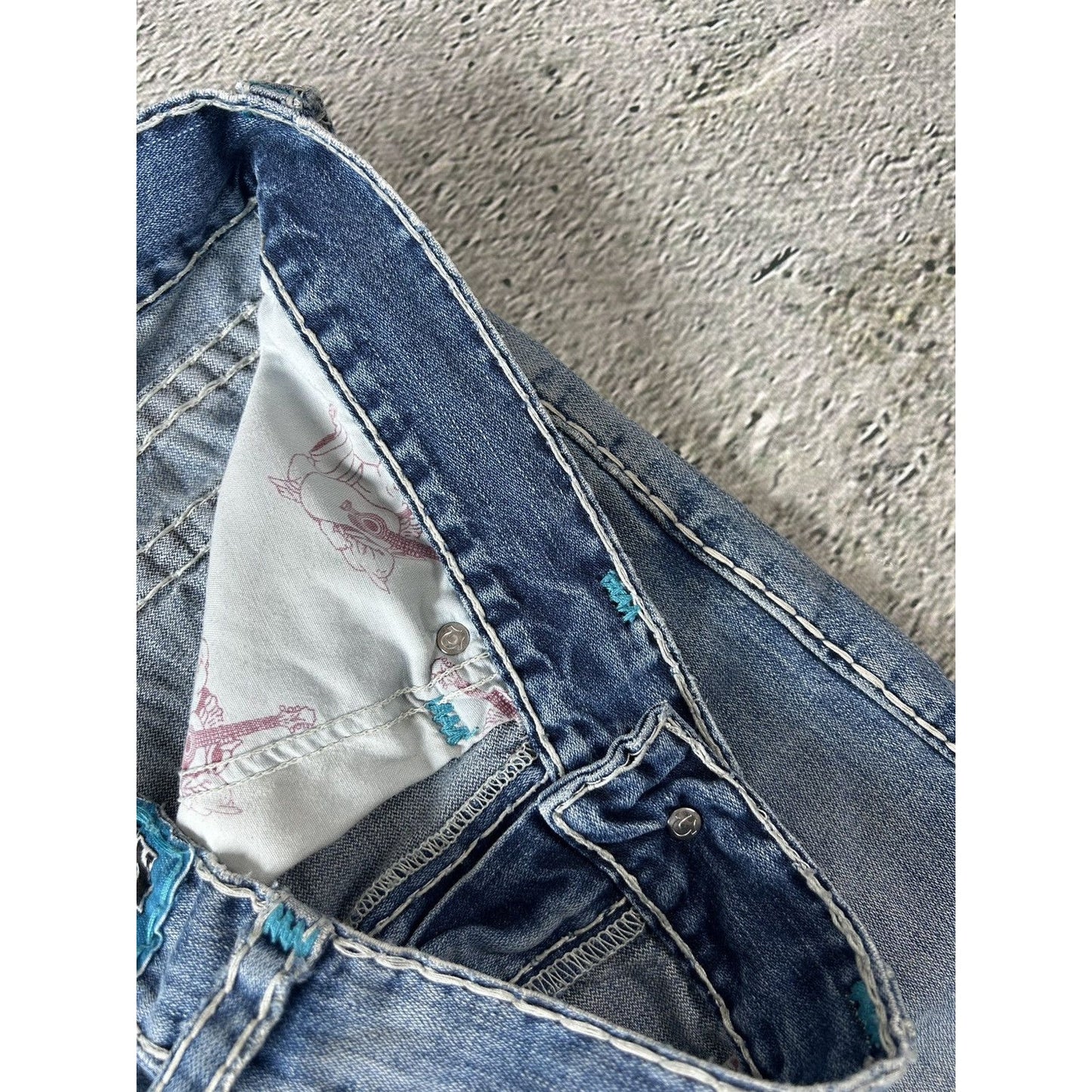 True Religion vintage blue jeans Ricky thick stitching Y2K