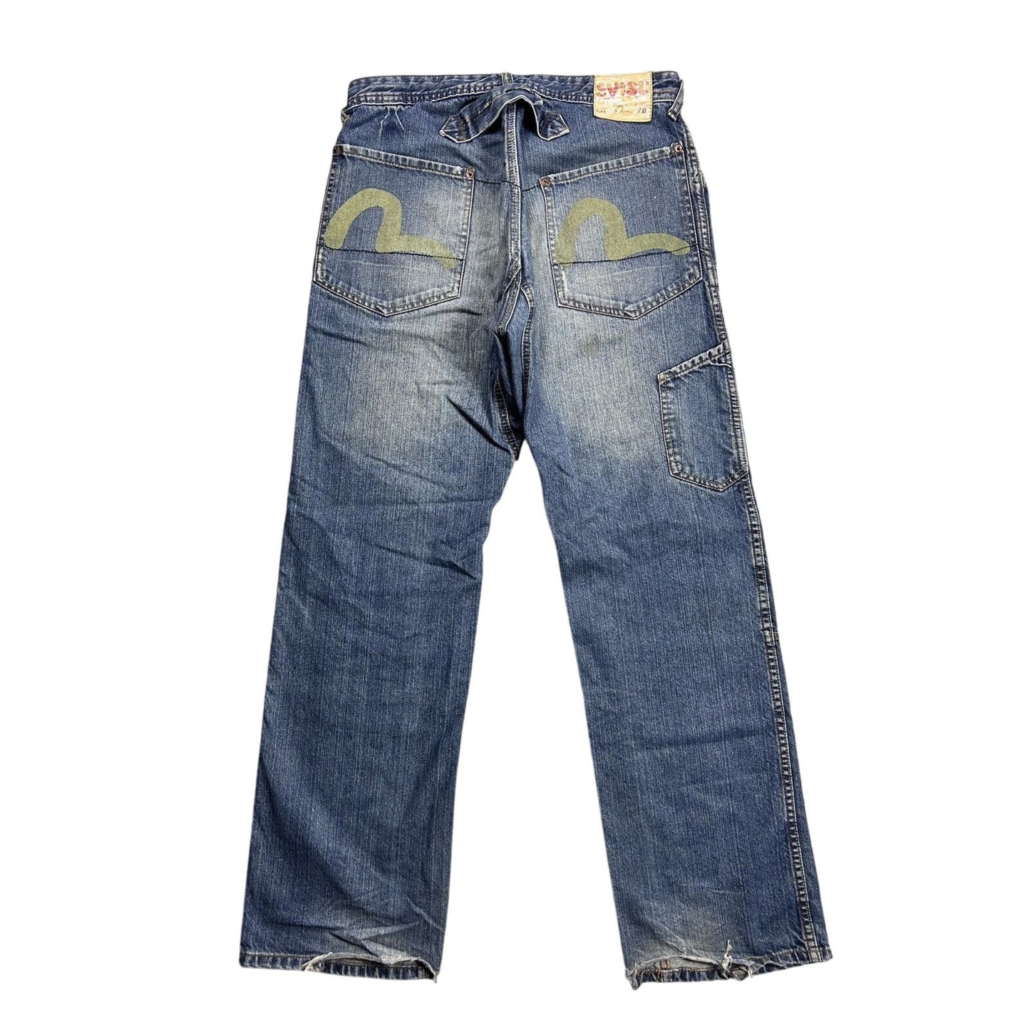 Evisu EU ED jeans vintage denim pants seagulls cargo blue