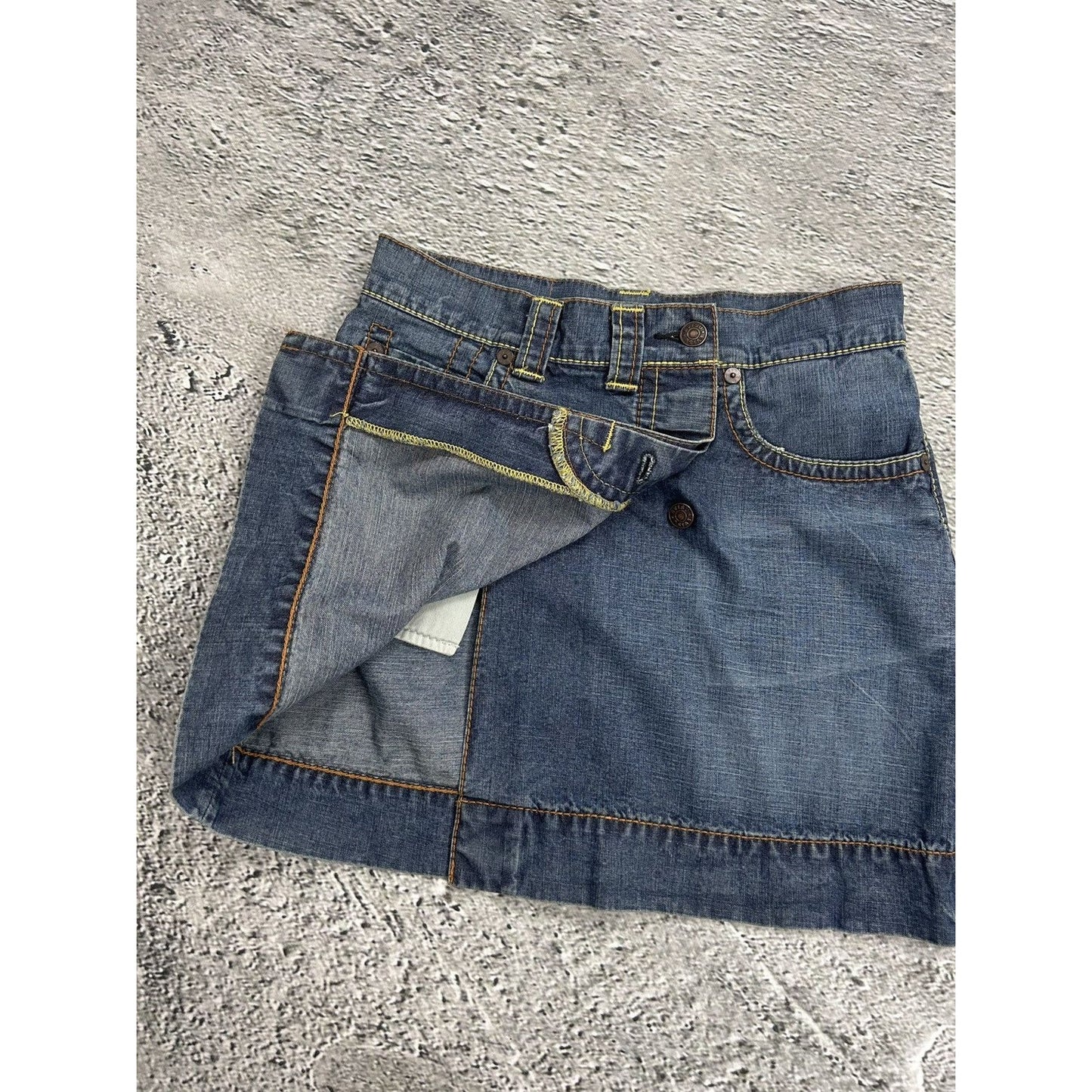 Evisu skirt mini vintage denim red seagulls Y2K