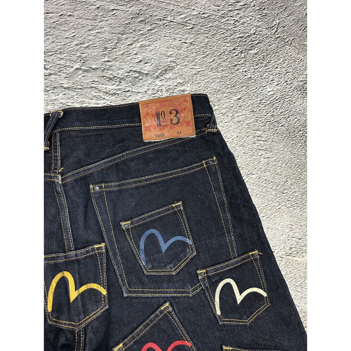 Evisu multipocket jeans multicolor vintage selvedge denim