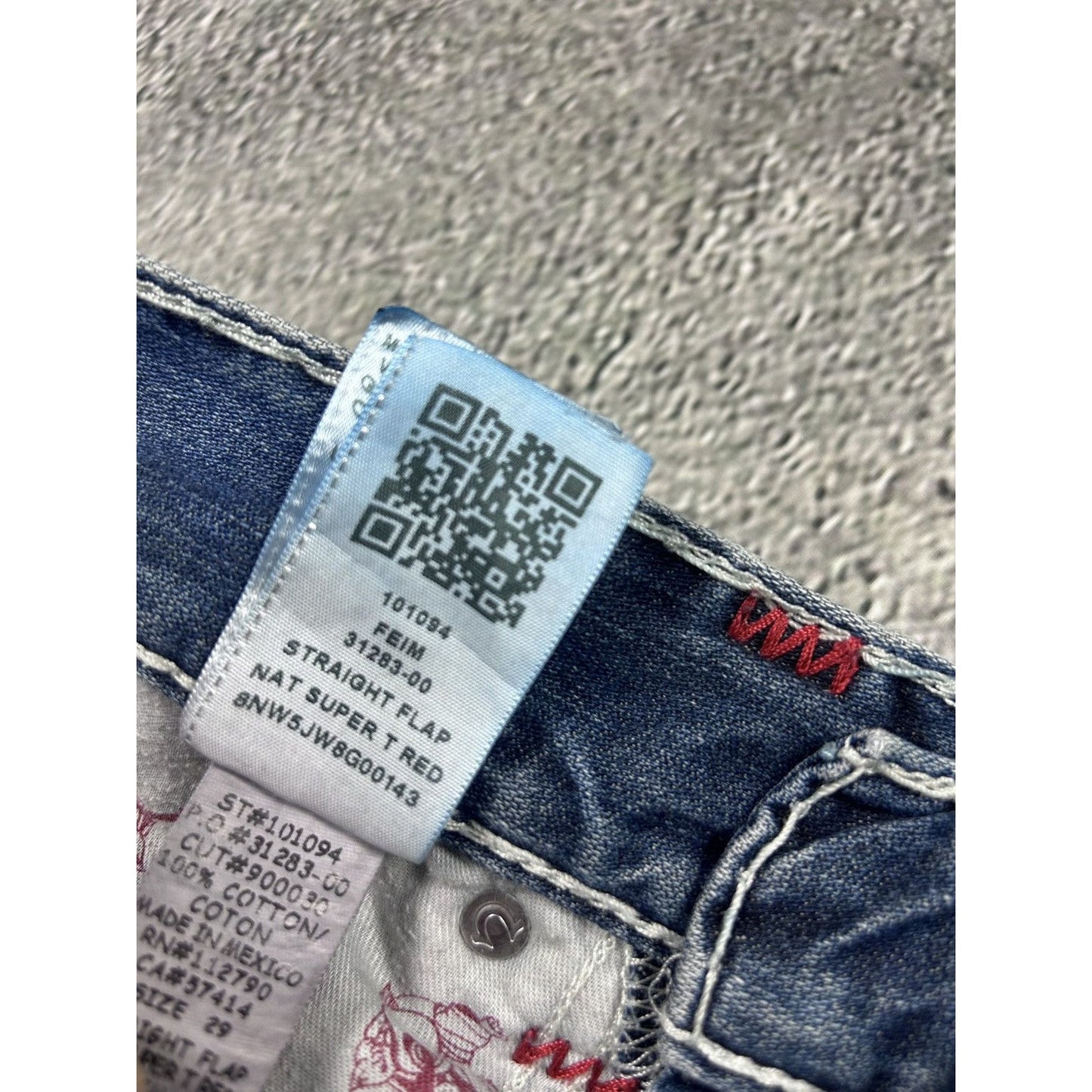 True Religion blue jeans white stitching Y2K straight flaps